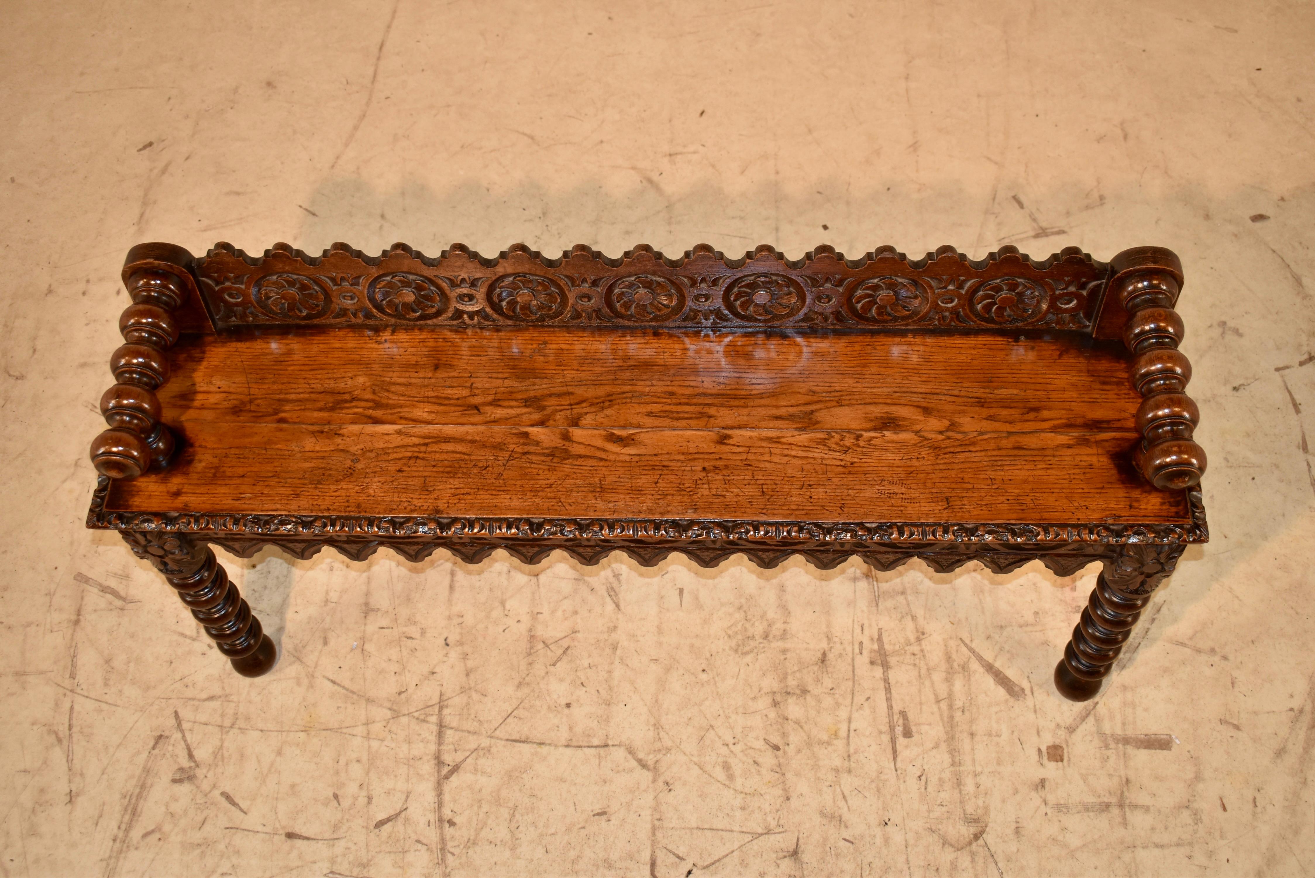 19th Century Carved Oak Window Seat For Sale 3
