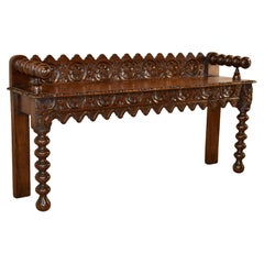 19th Century Carved Oak Window Seat