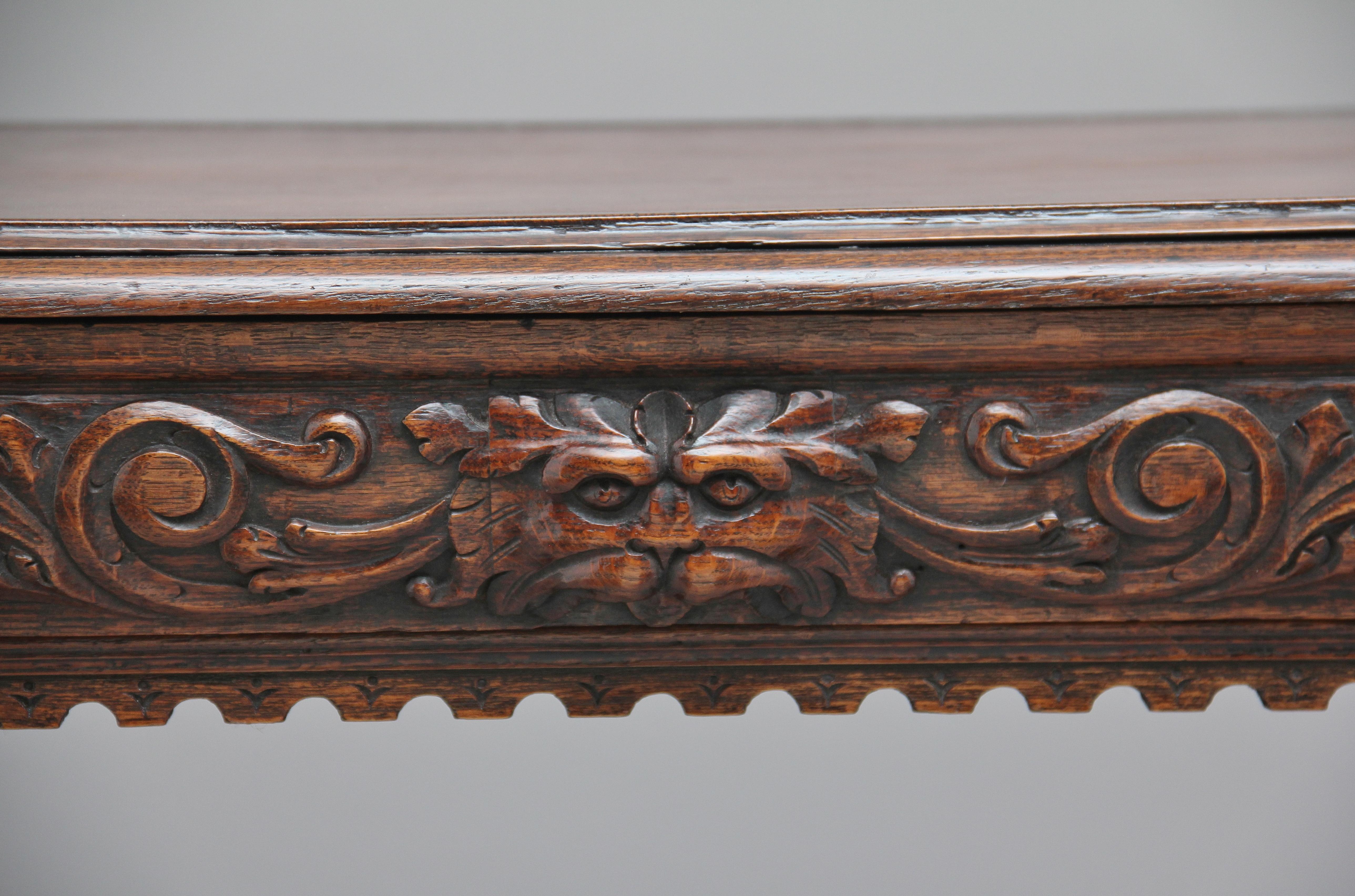 19th Century Carved Oak Writing Table 5