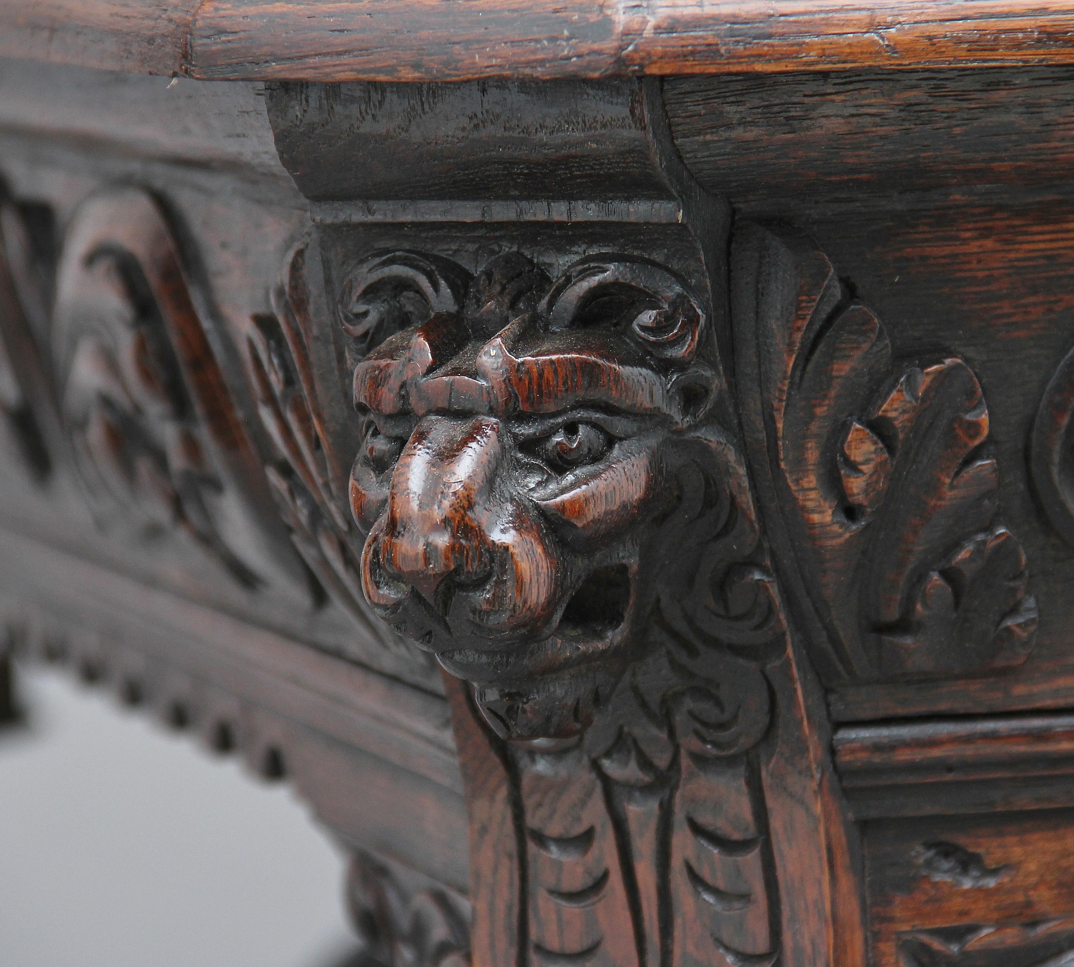 19th Century Carved Oak Writing Table 9