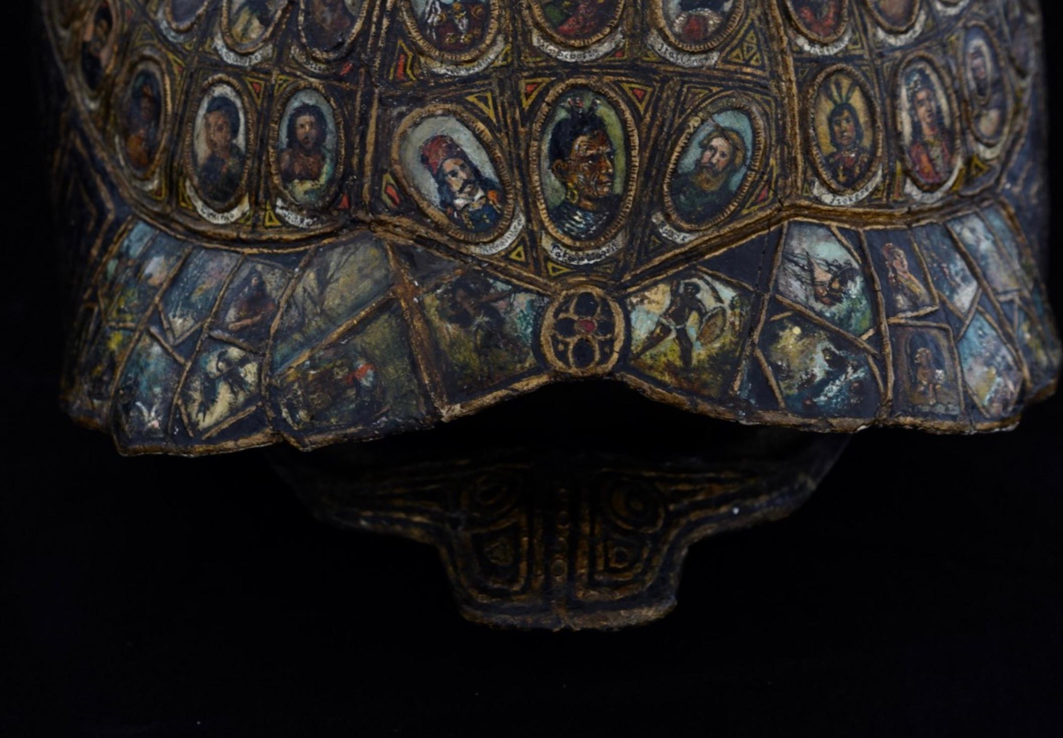 19th-century Carved, Painted and Gilt tortoise shell, 'the Cosmic Turtle' For Sale 4