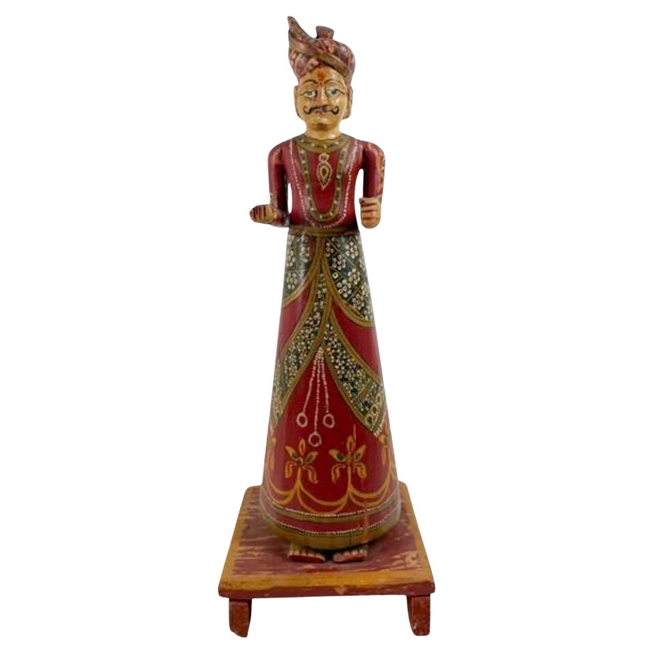 19th Century Carved & Painted Figure of a Gentleman in Elaborate Costume