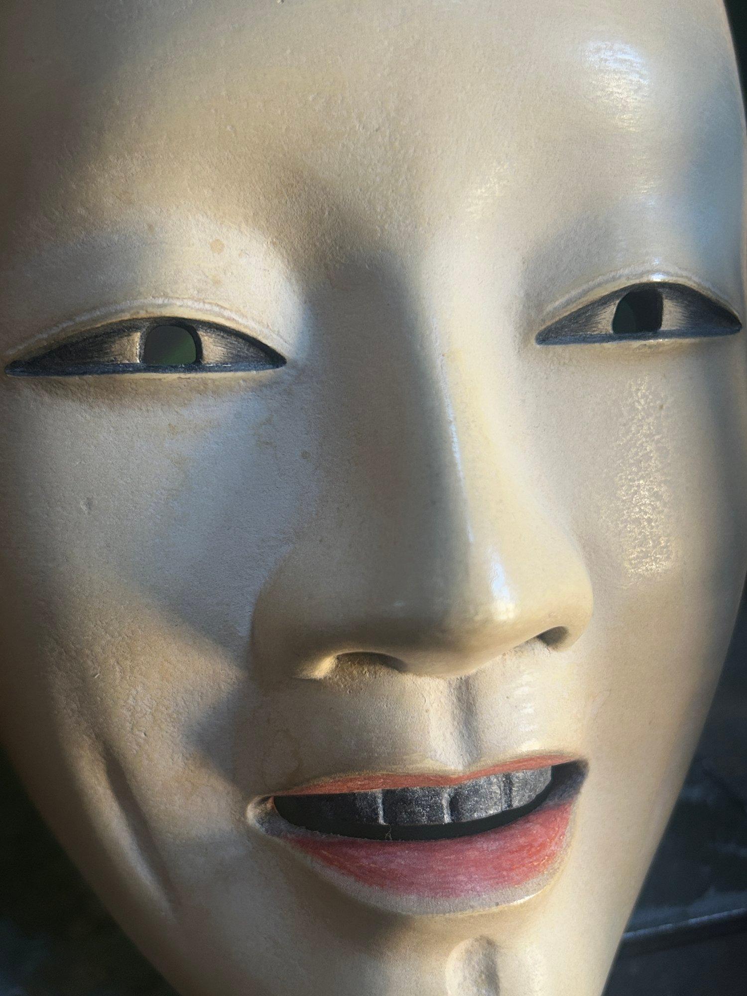 Bois Masque de théâtre japonais Zō-onna Noh du 19e siècle de la période Meiji en vente
