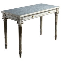 Antique 19th Century Carved Painted Louis XVI Style Side Table