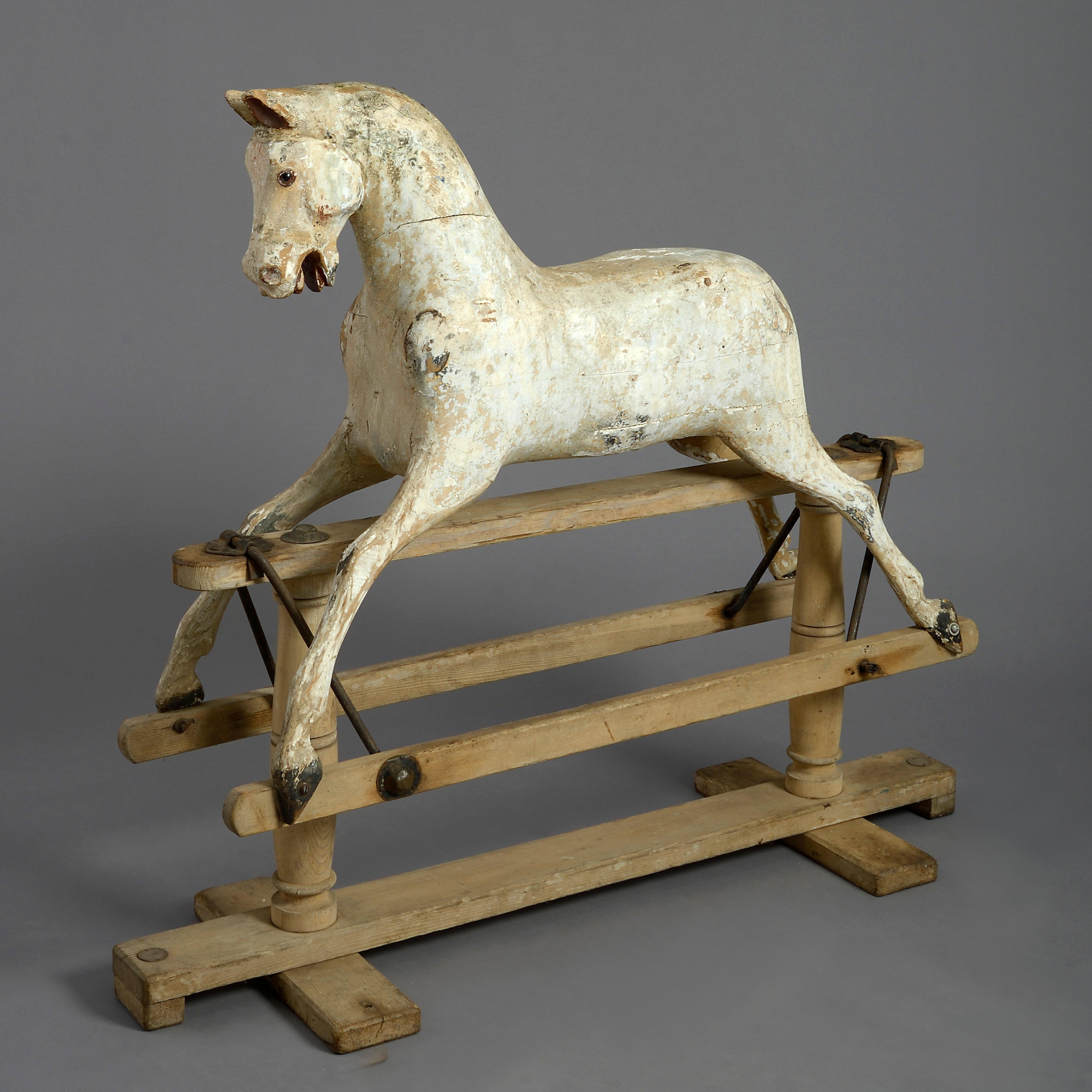 Victorian 19th Century Carved Painted Rocking Horse