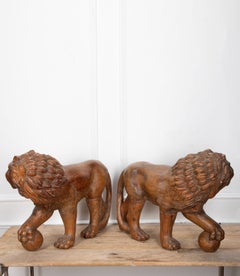19th Century Carved Pair Medici Lions