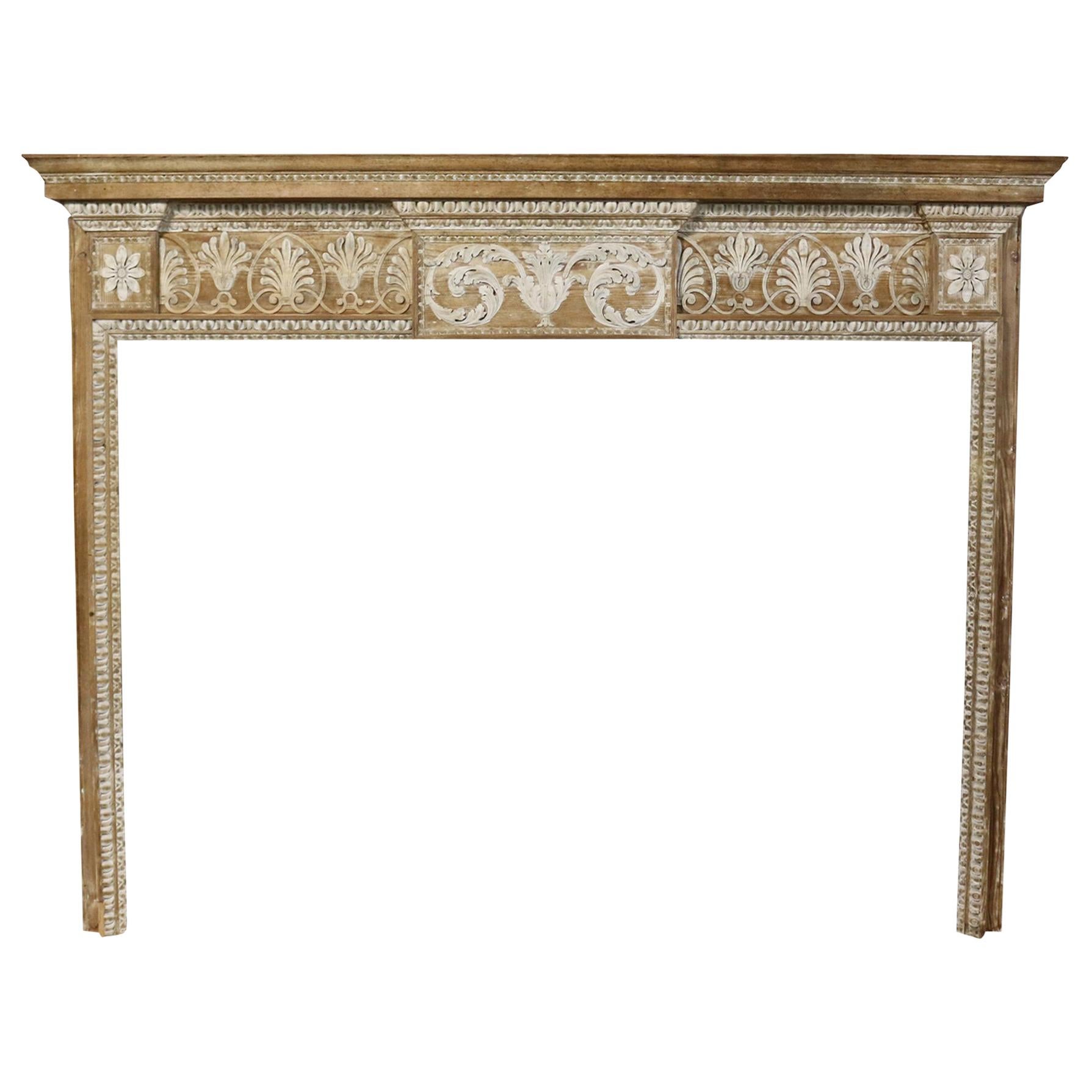 19th Century Carved Pine and Lime Wood Fire Surround