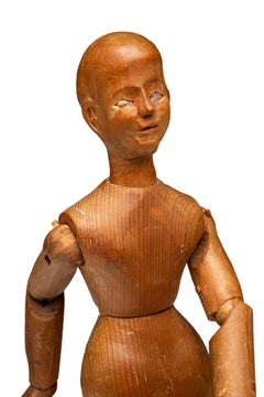 19th Century Carved Pine Articulated Artists Lay Figure or Mannequin