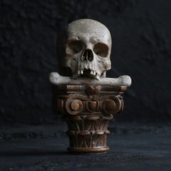 19th century carved pine memento mori