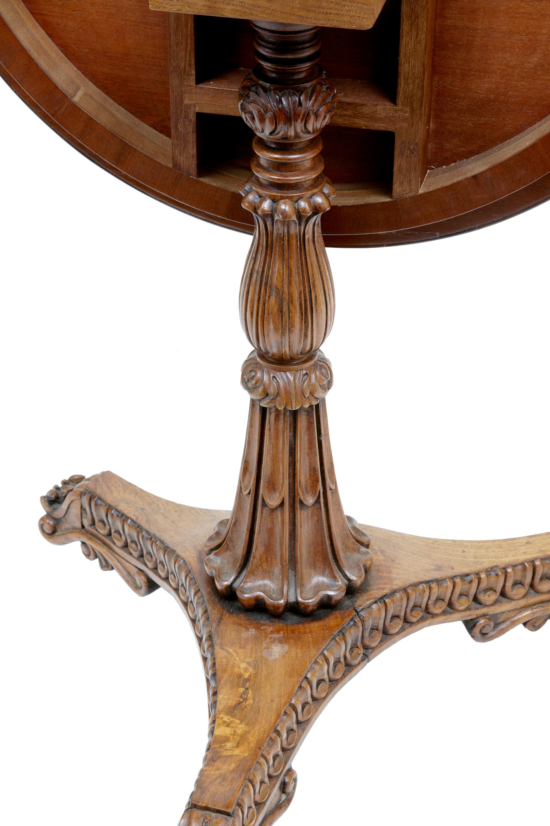 Veneer 19th Century Carved Regency Palisander Occasional Table