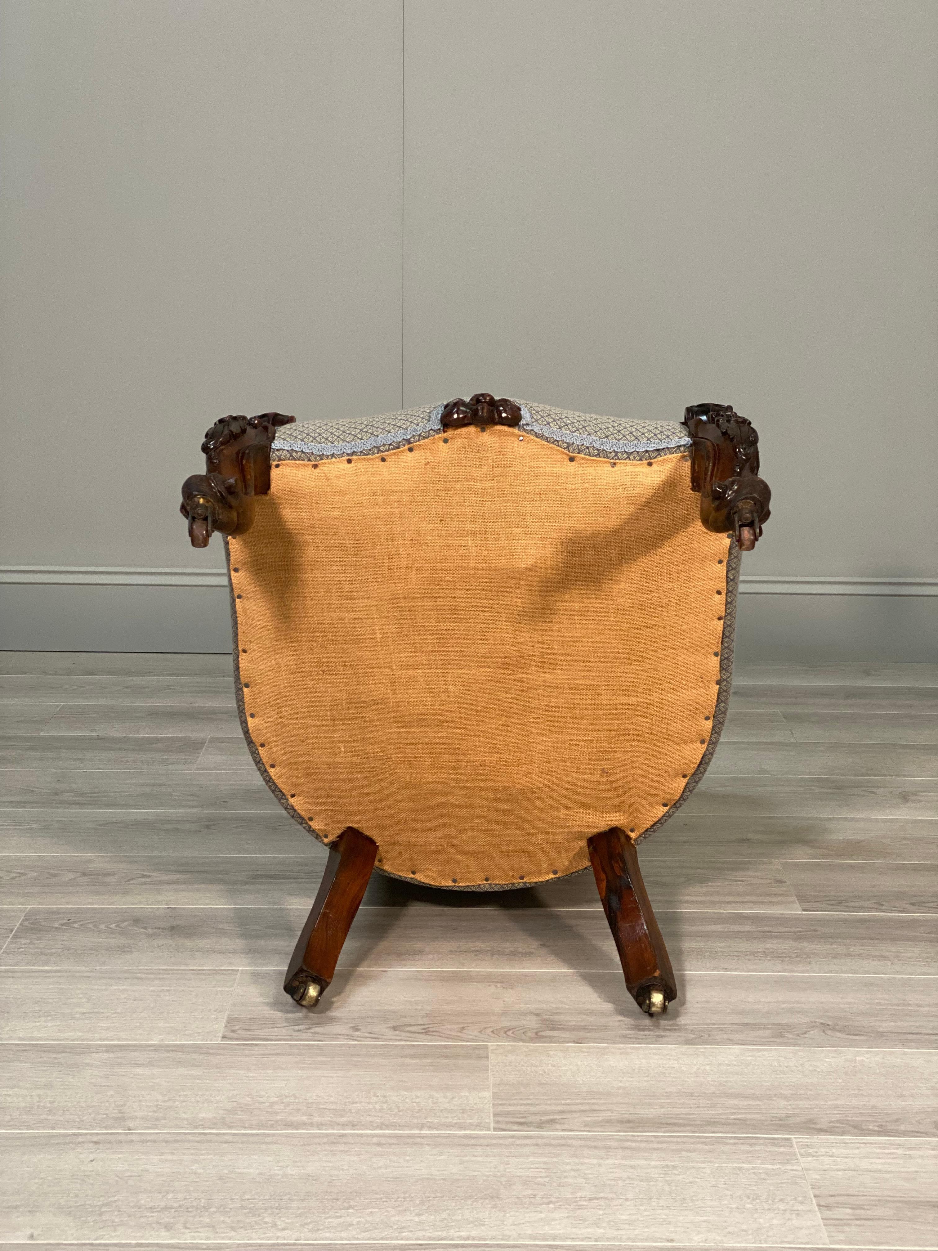 19th Century Carved Rosewood Armchair For Sale 5