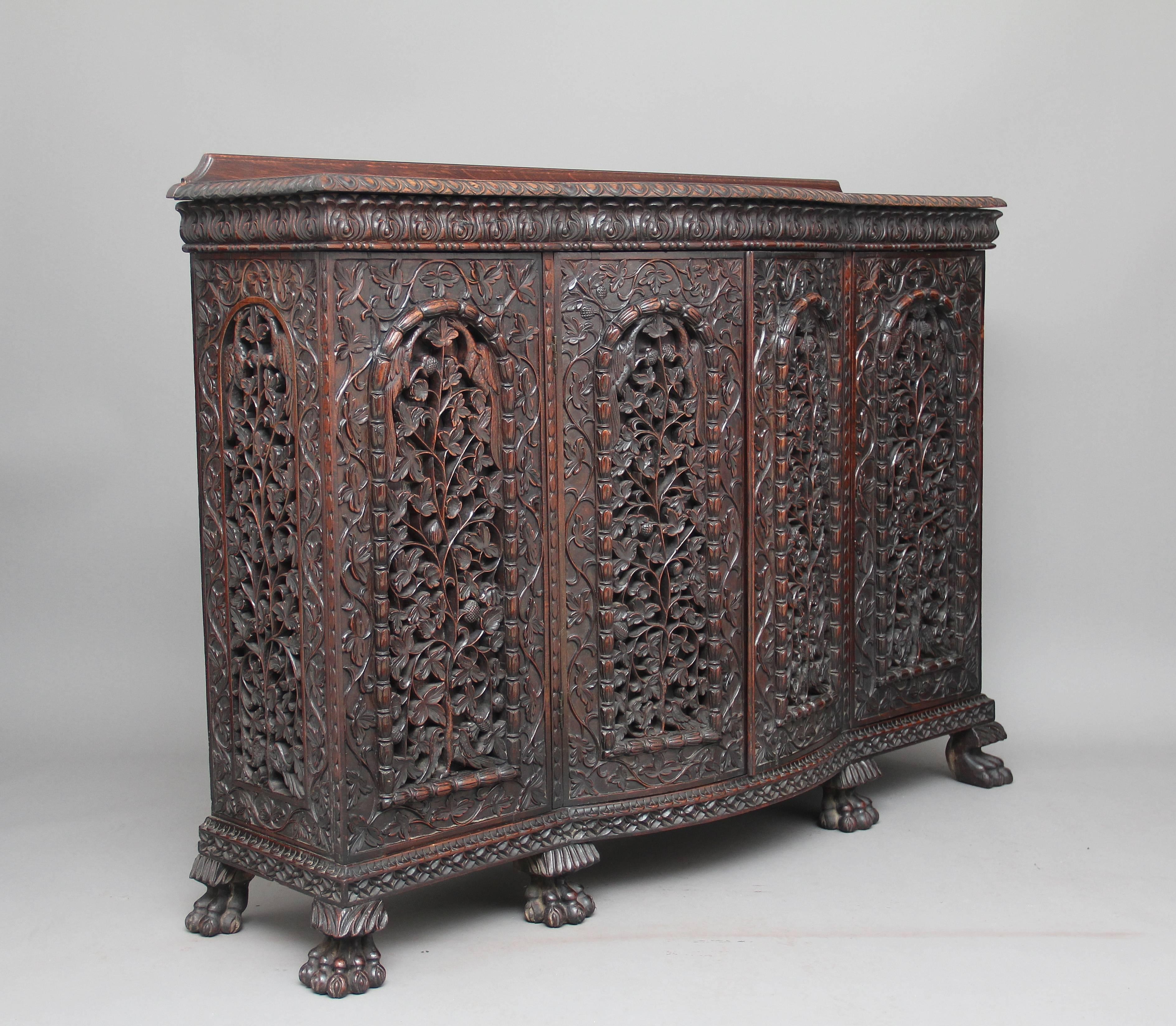 19th Century Carved Rosewood Indian Cabinet 1