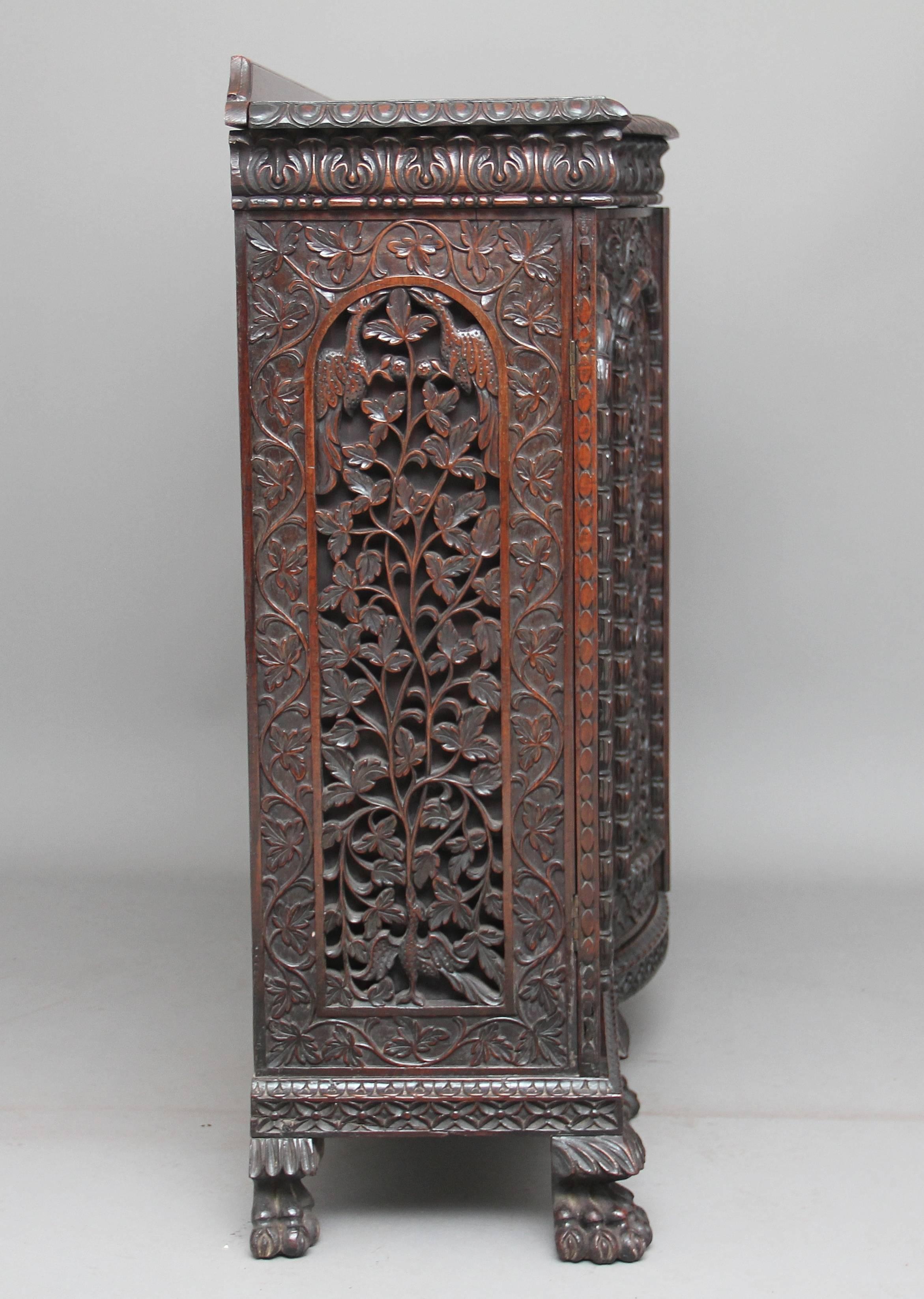 19th Century Carved Rosewood Indian Cabinet 2