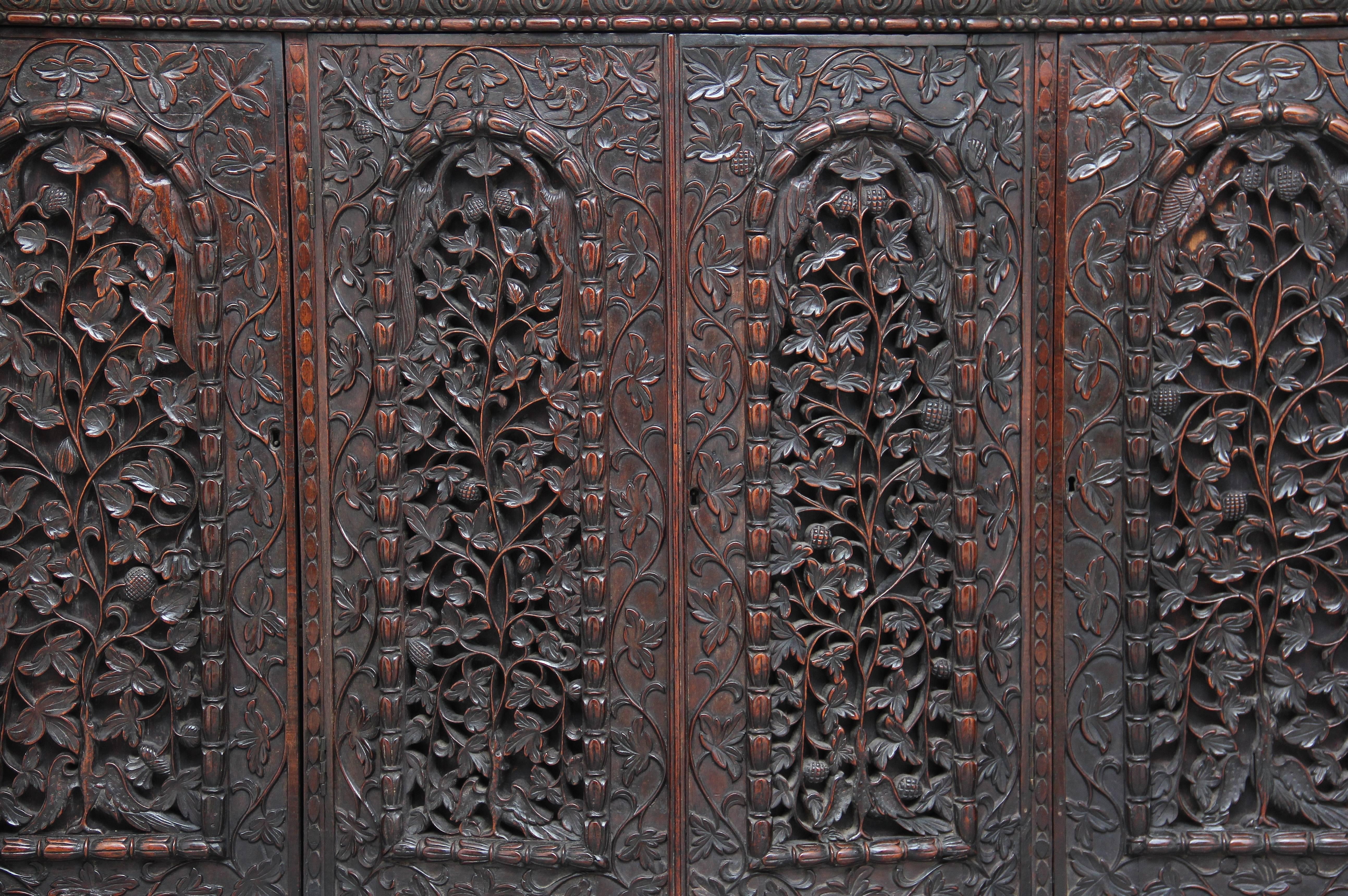 19th Century Carved Rosewood Indian Cabinet 4