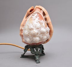 19th Century carved shell cameo lamp