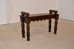 19th Century Carved Small Window Seat