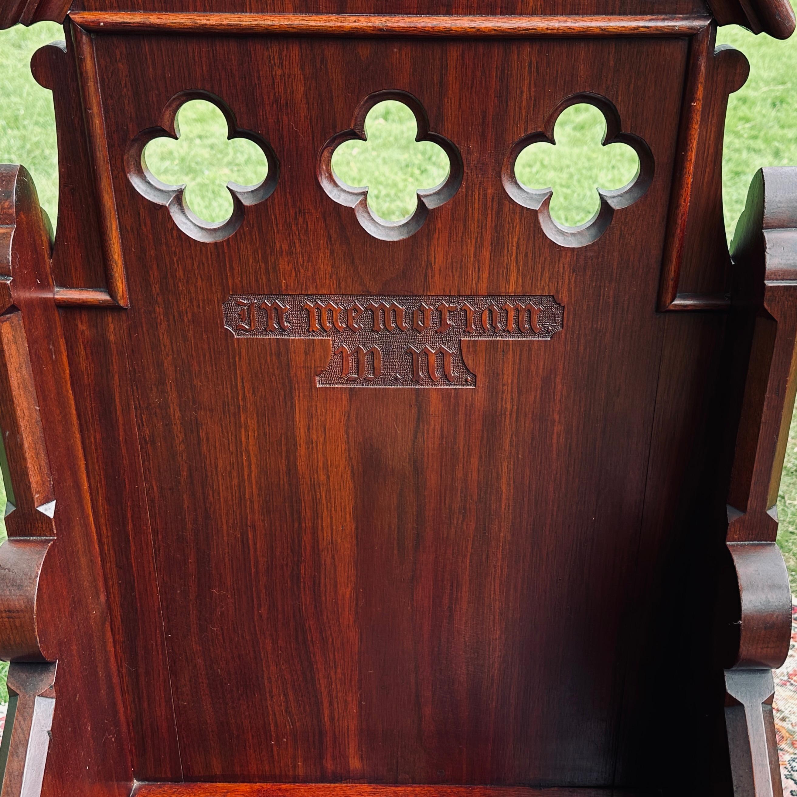 19th Century Solid Mahogany Gothic Cathedral Chair.
