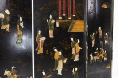 19th Century Carved Stone and Lacquered Screen