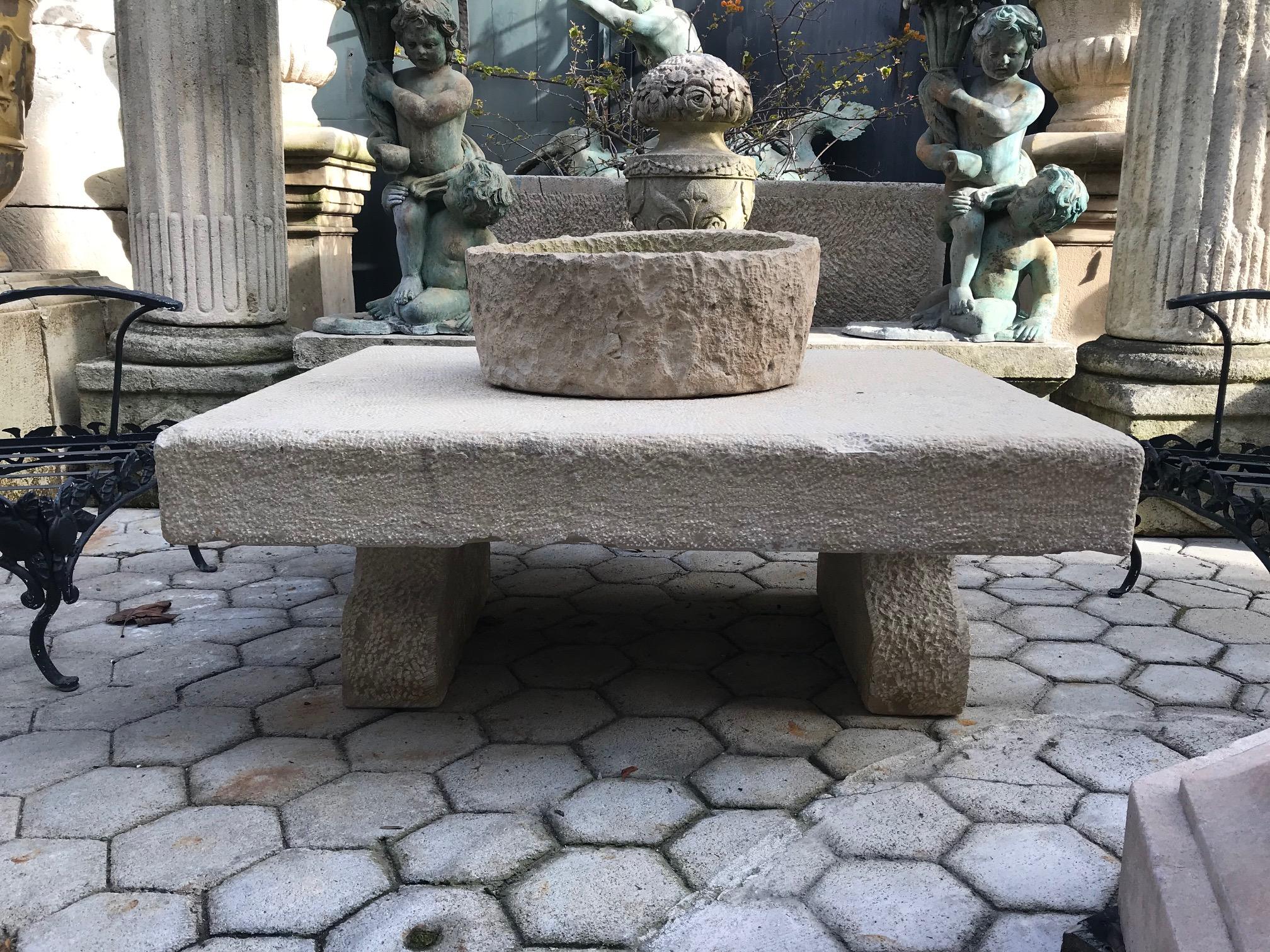 19th Century Carved Stone Antique Garden Low Coffee Outdoor Indoor Table Farm 1