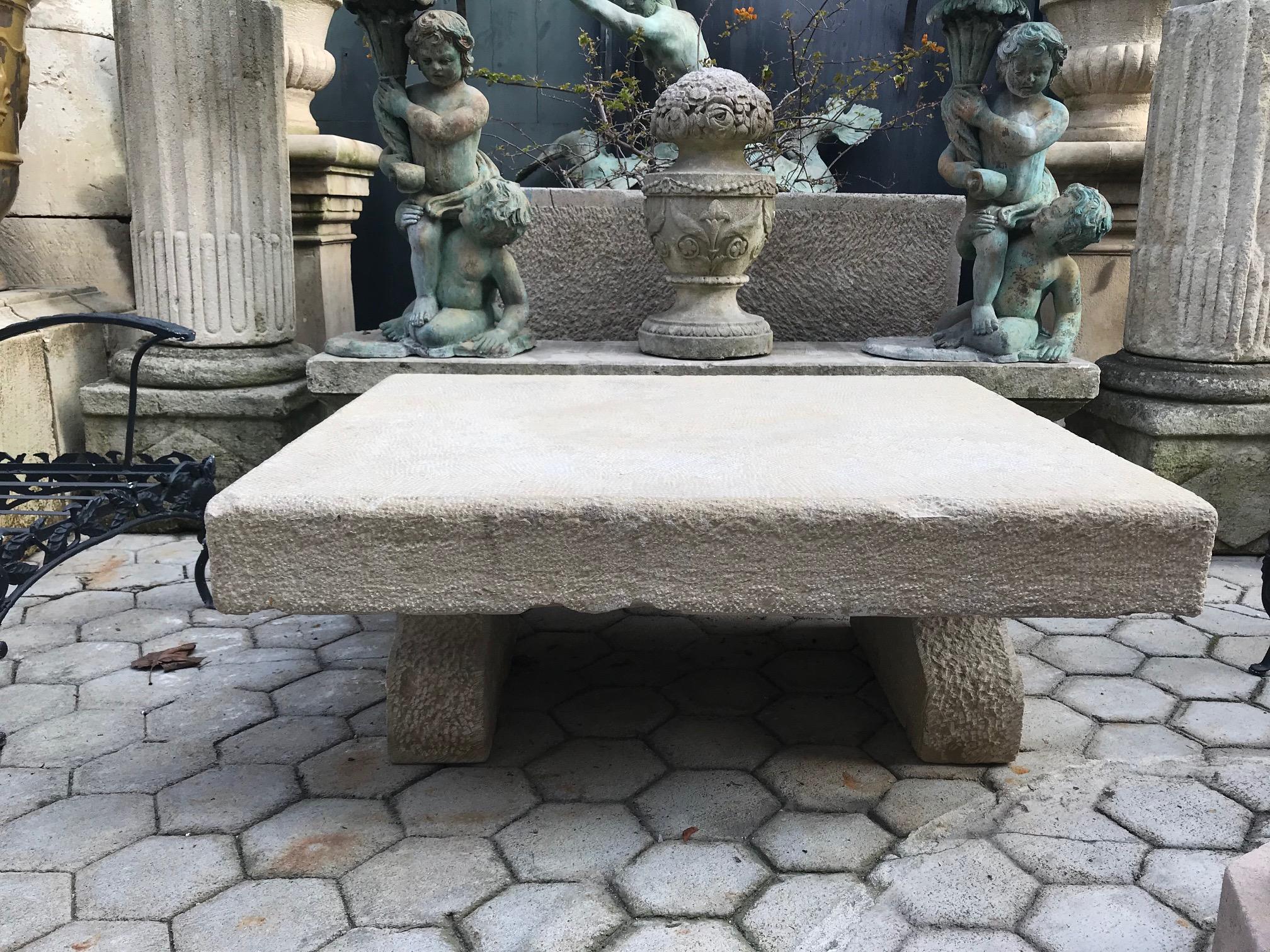 19th Century Carved Stone Antique Garden Low Coffee Outdoor Indoor Table Farm 2