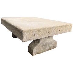 19th Century Carved Stone Antique Garden Low Coffee Outdoor Indoor Table Farm