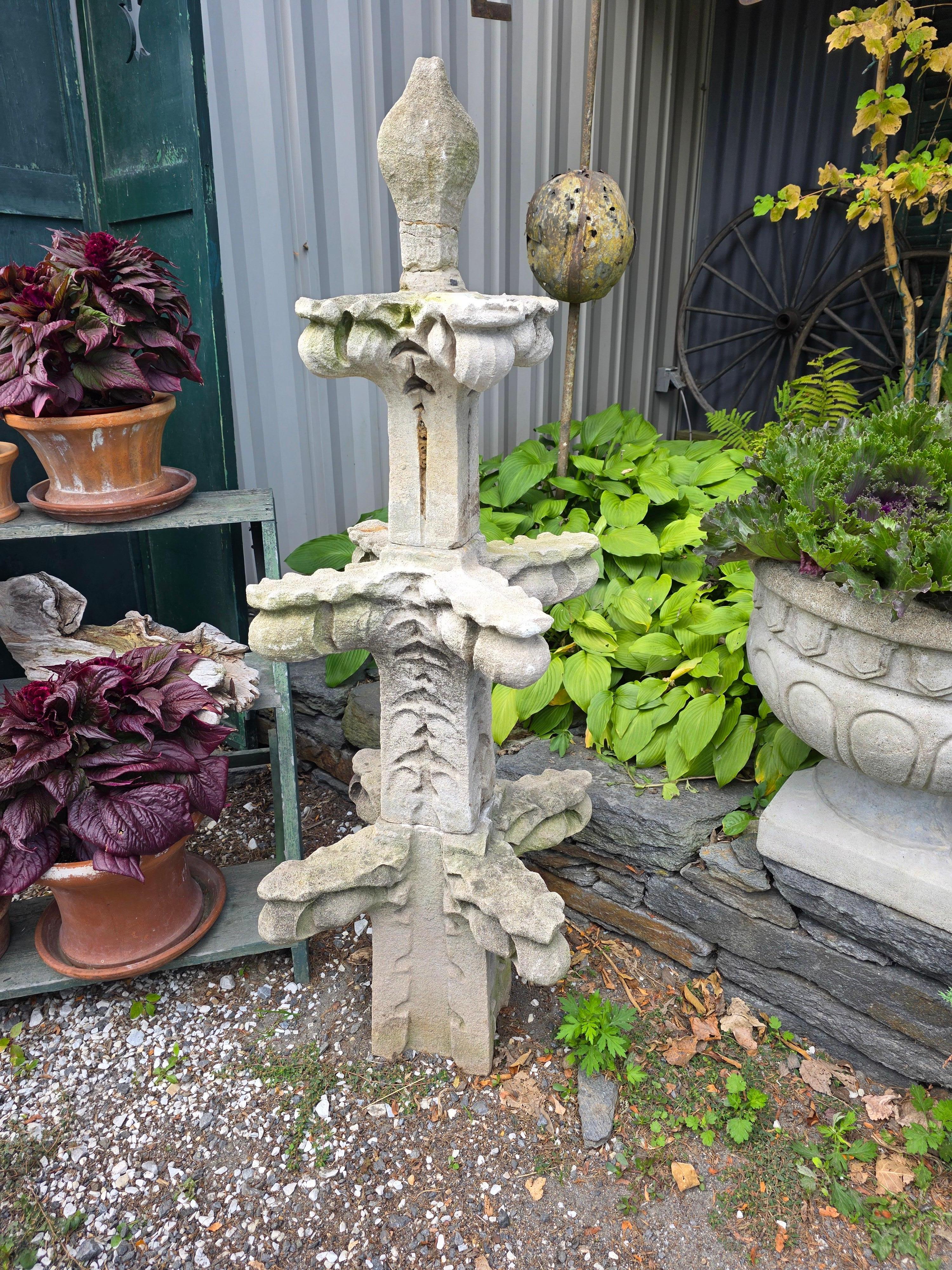 Very well detailed and proportioned, carved Stone architectural spire of the gothic style. Made during the last quarter of the 19th century, origin is unknown. The carved detailing and the wonderful patina make this element so sculptural. Would look