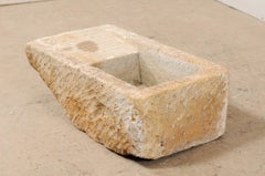 19th Century Carved Stone Sink with Drainboard