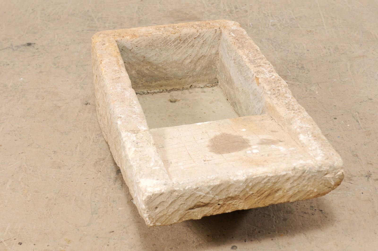 19th Century Carved Stone Sink with Drainboard For Sale 1