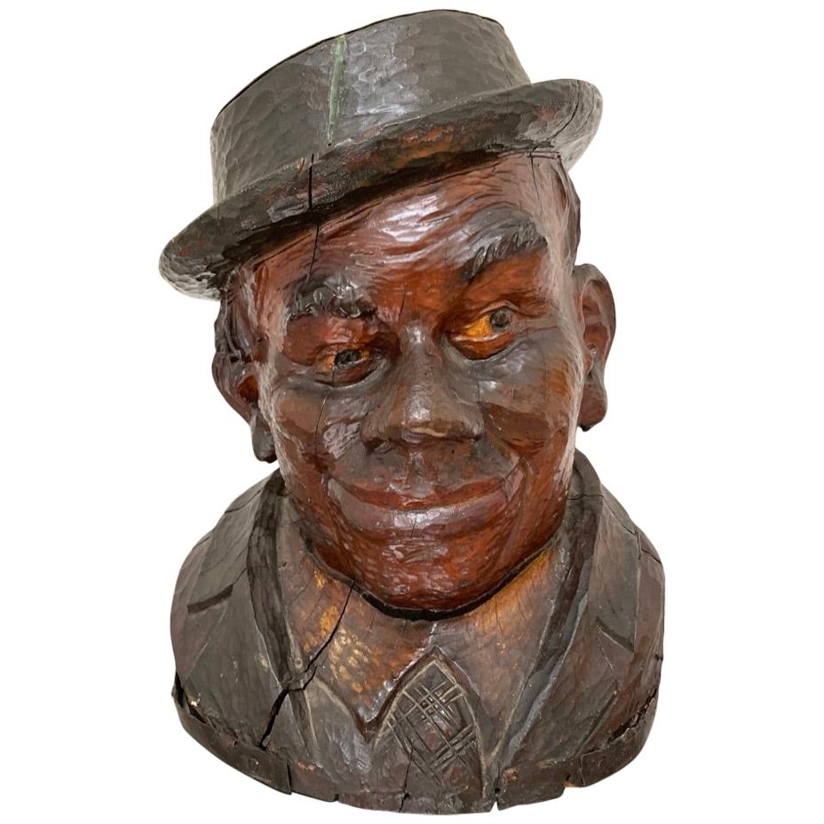 19th Century Carved Sycamore Bust of a Bavarian Gentleman