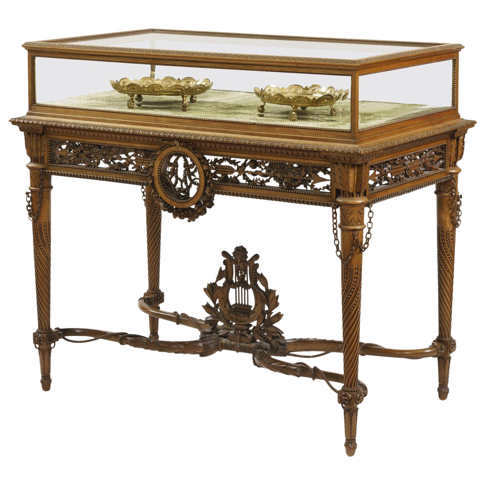 19th Century Carved Table Vitrine in the Louis XVI Manner by Beurdeley For Sale