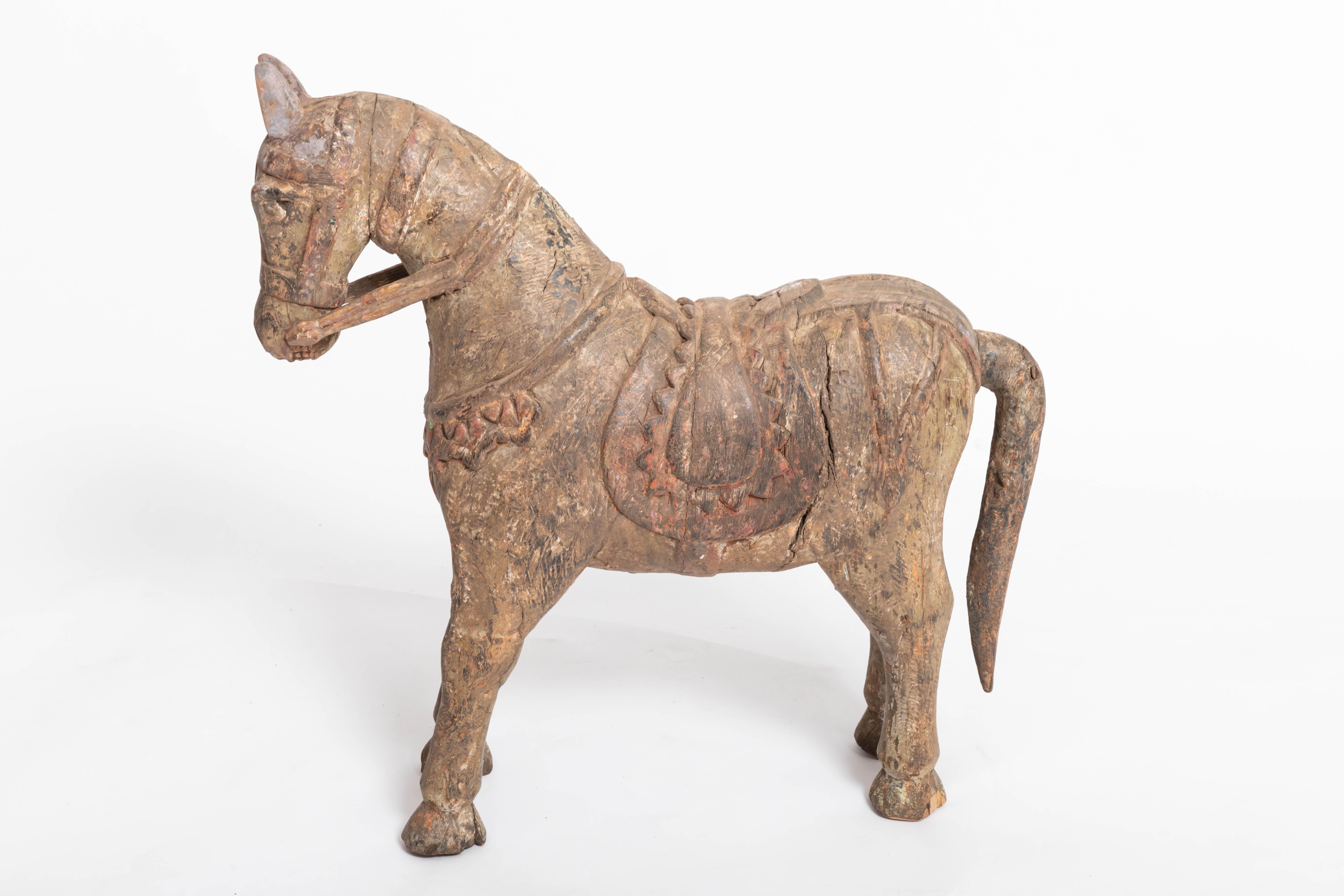 19th Century Carved Teak Horse In Good Condition For Sale In East Hampton, NY