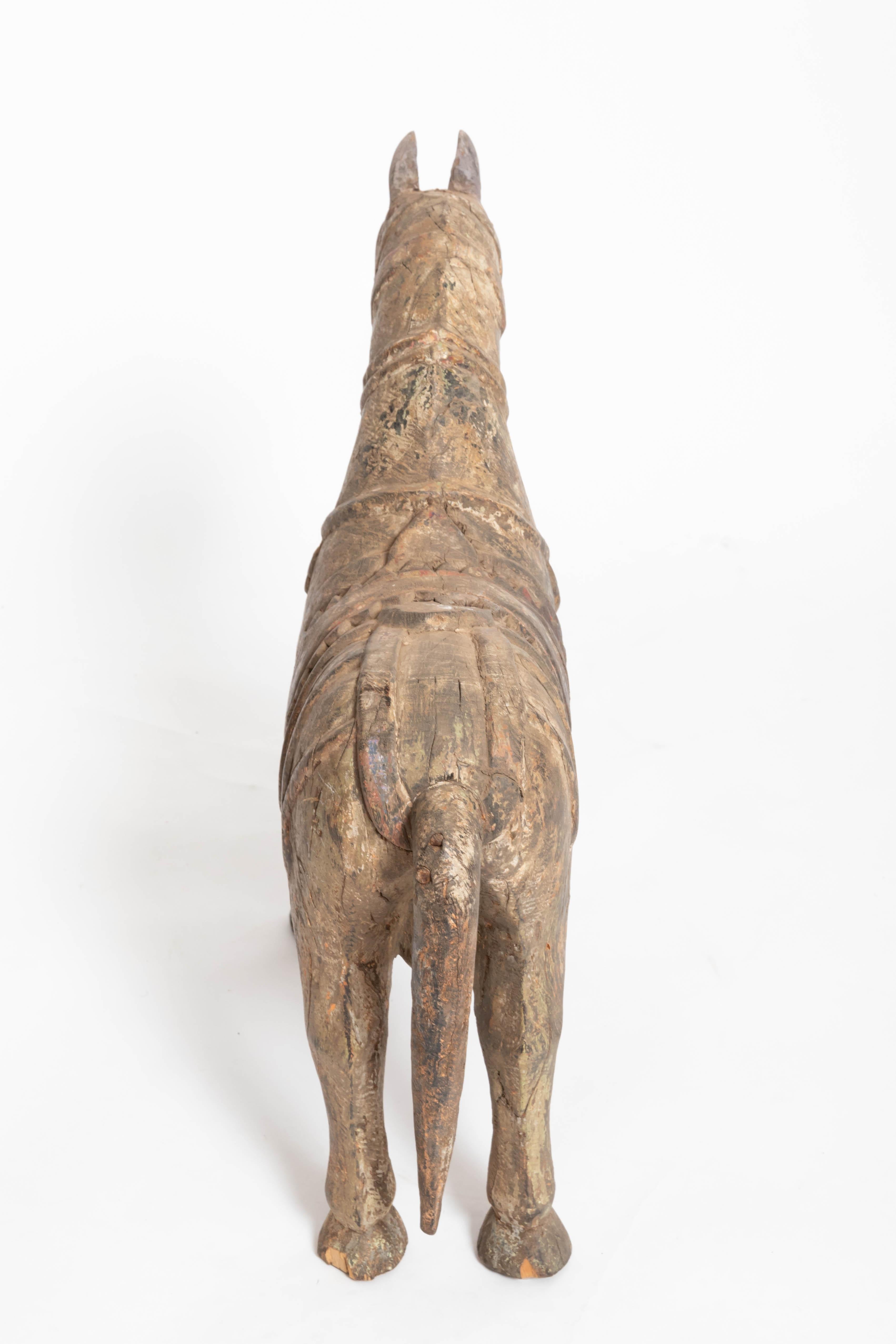 Mid-19th Century 19th Century Carved Teak Horse For Sale