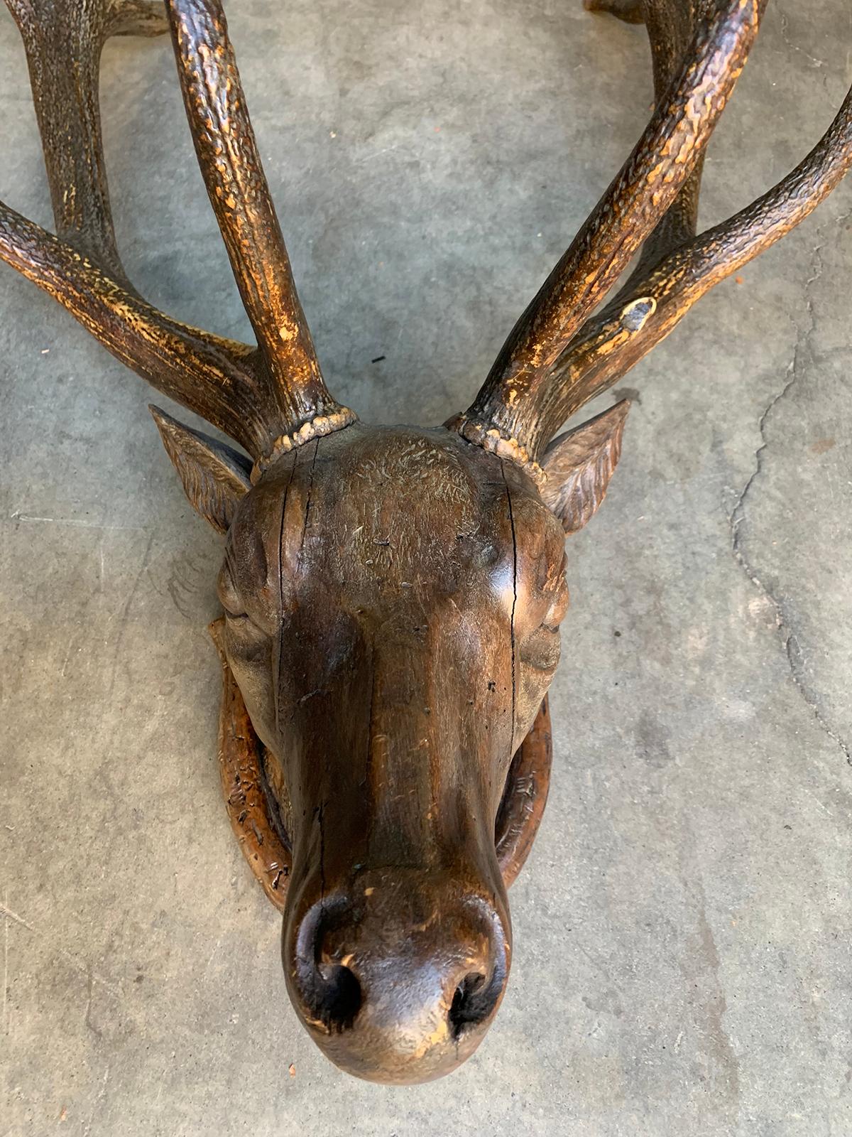 19th Century Carved Wall-Mount Stag Head 3