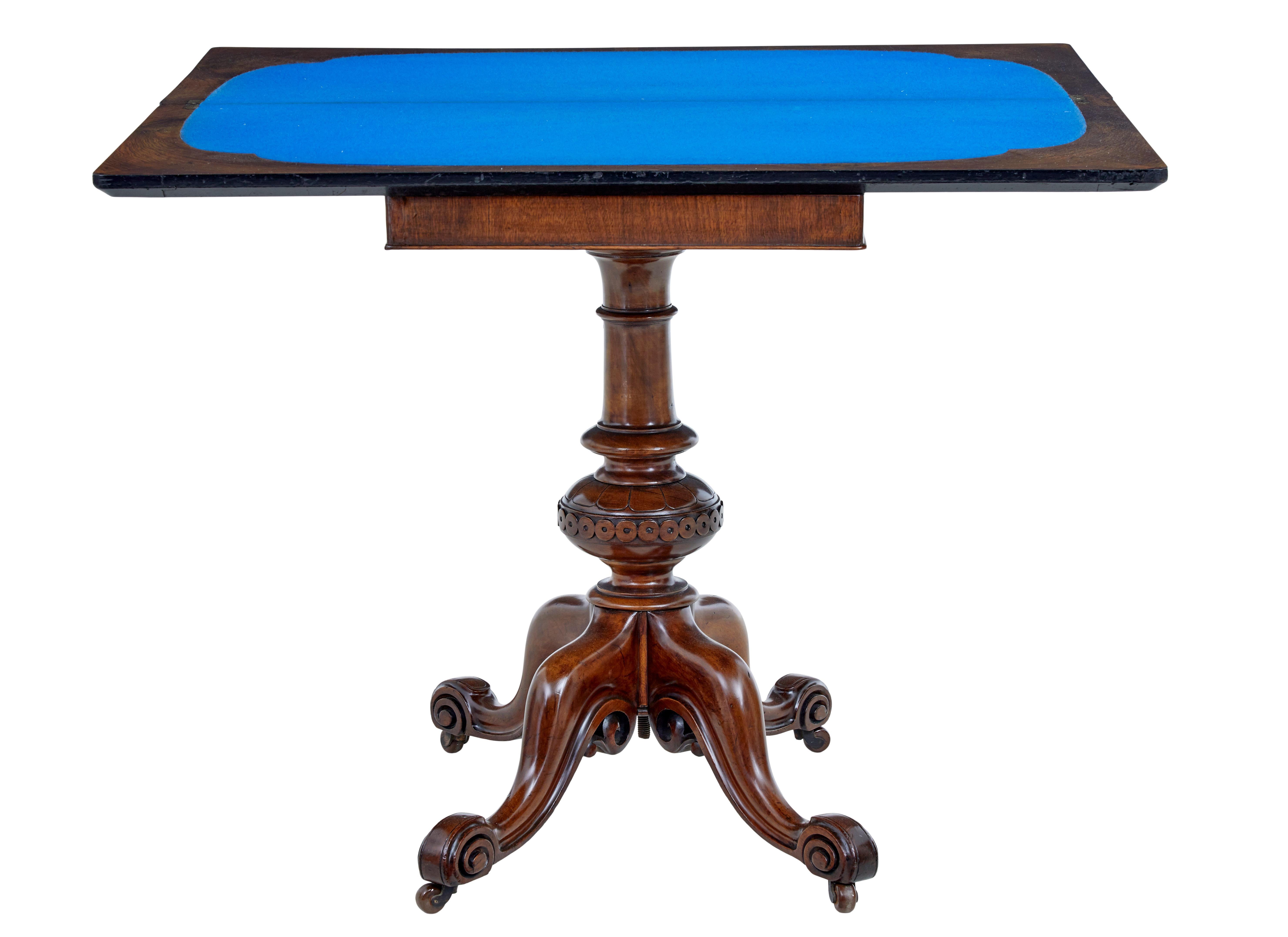 English 19th Century carved walnut and ebonised card table For Sale