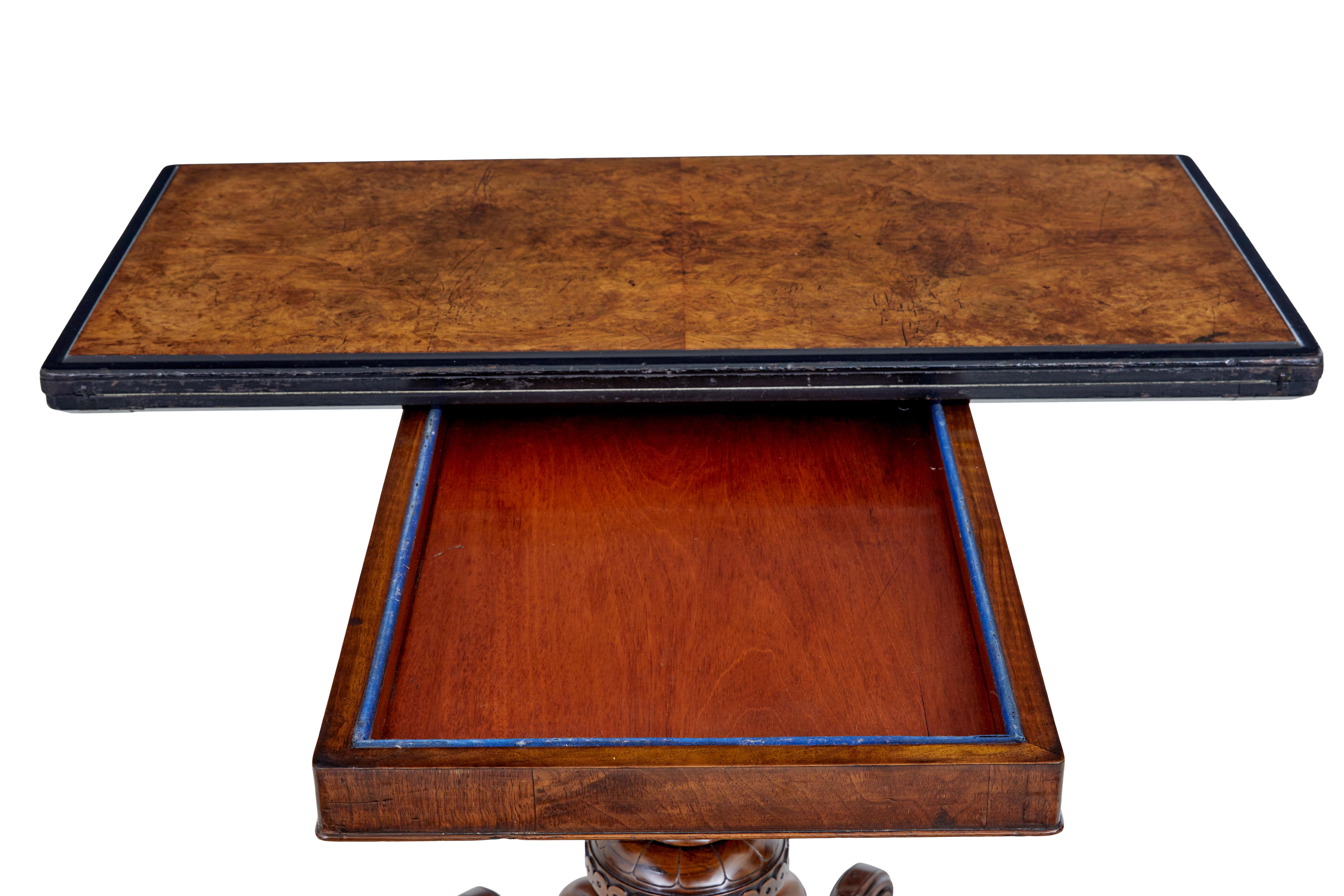 19th Century carved walnut and ebonised card table In Good Condition For Sale In Debenham, Suffolk