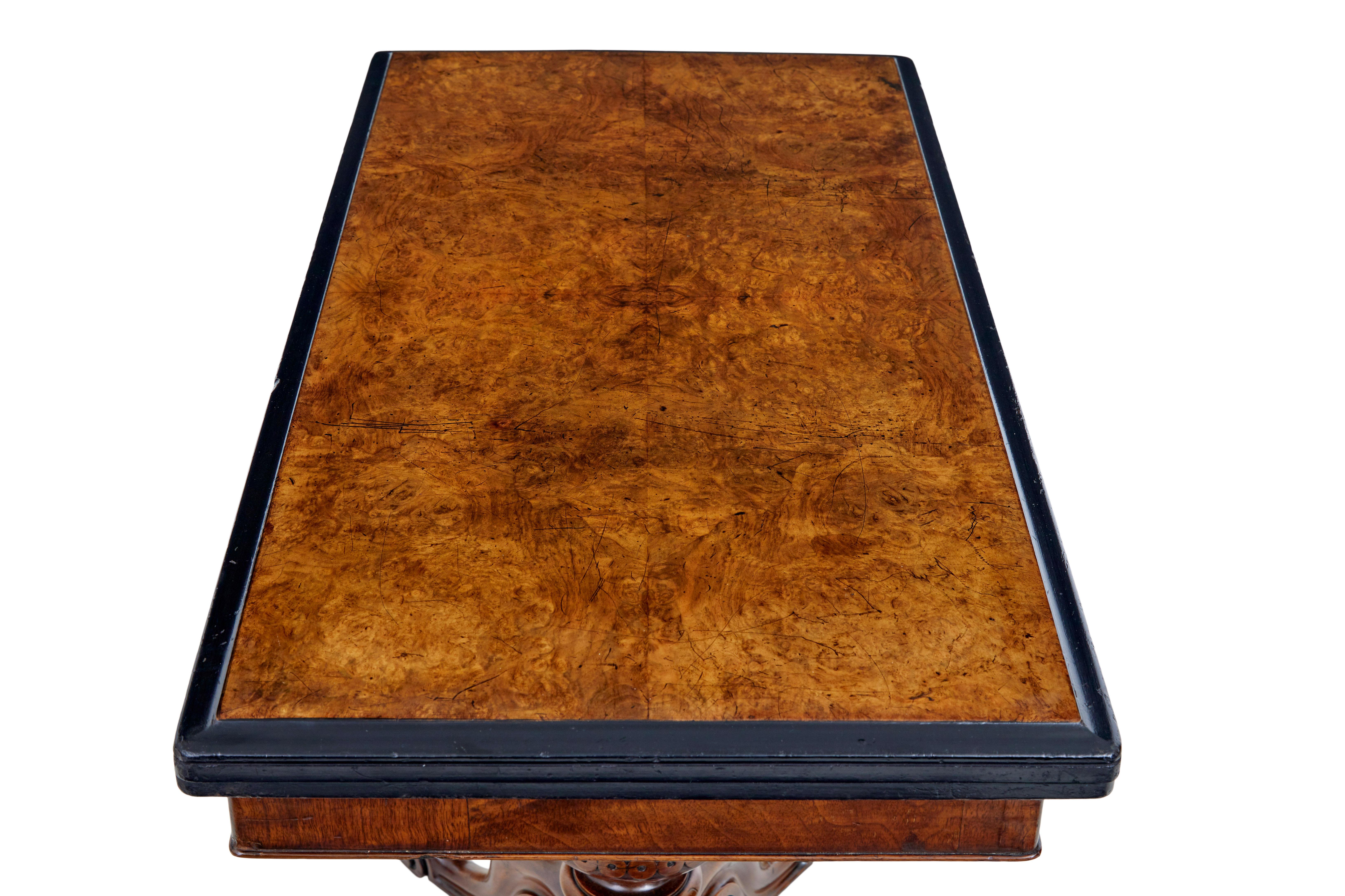 Walnut 19th Century carved walnut and ebonised card table For Sale