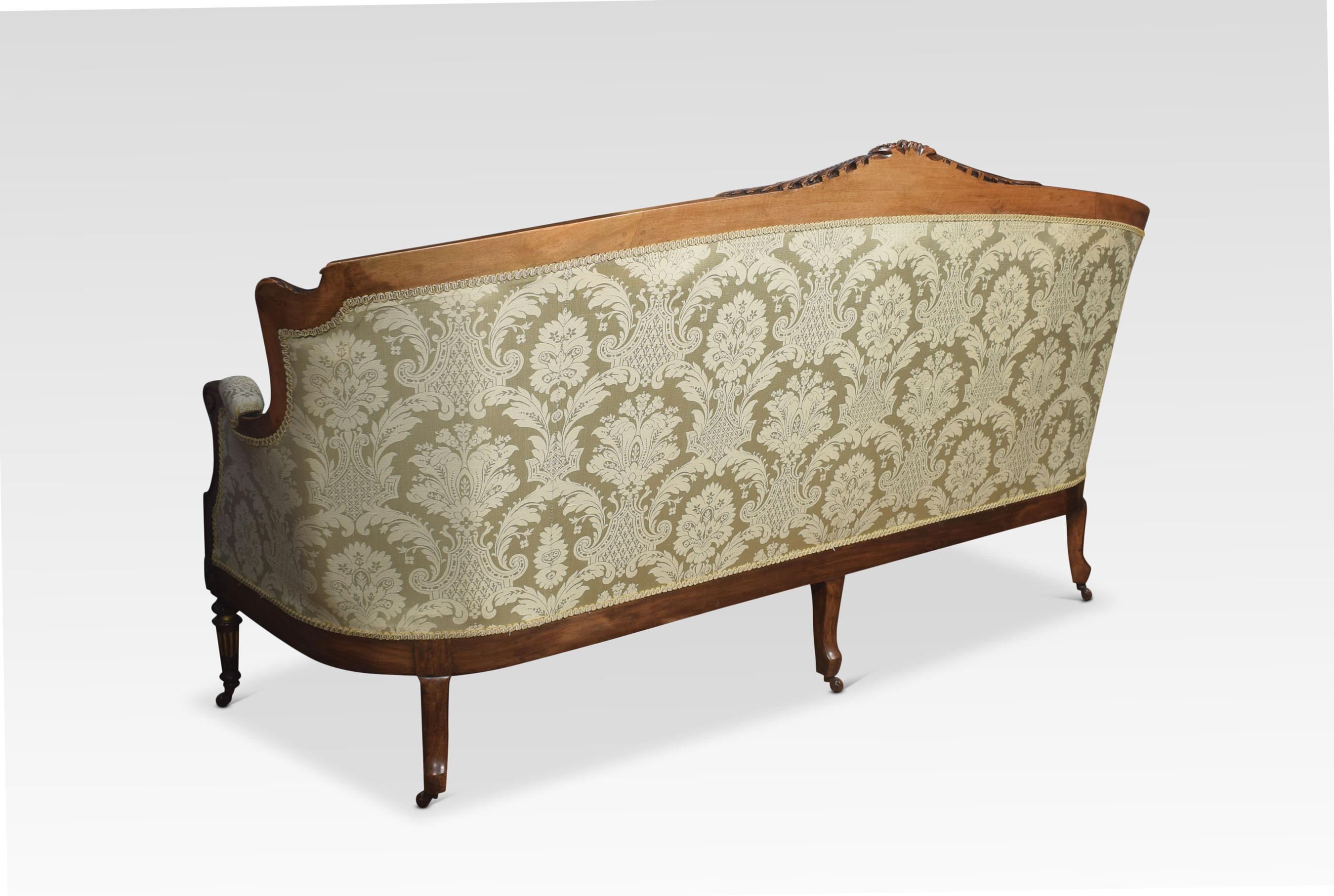 19th Century Carved Walnut and Parcel Gilt Sofa 6