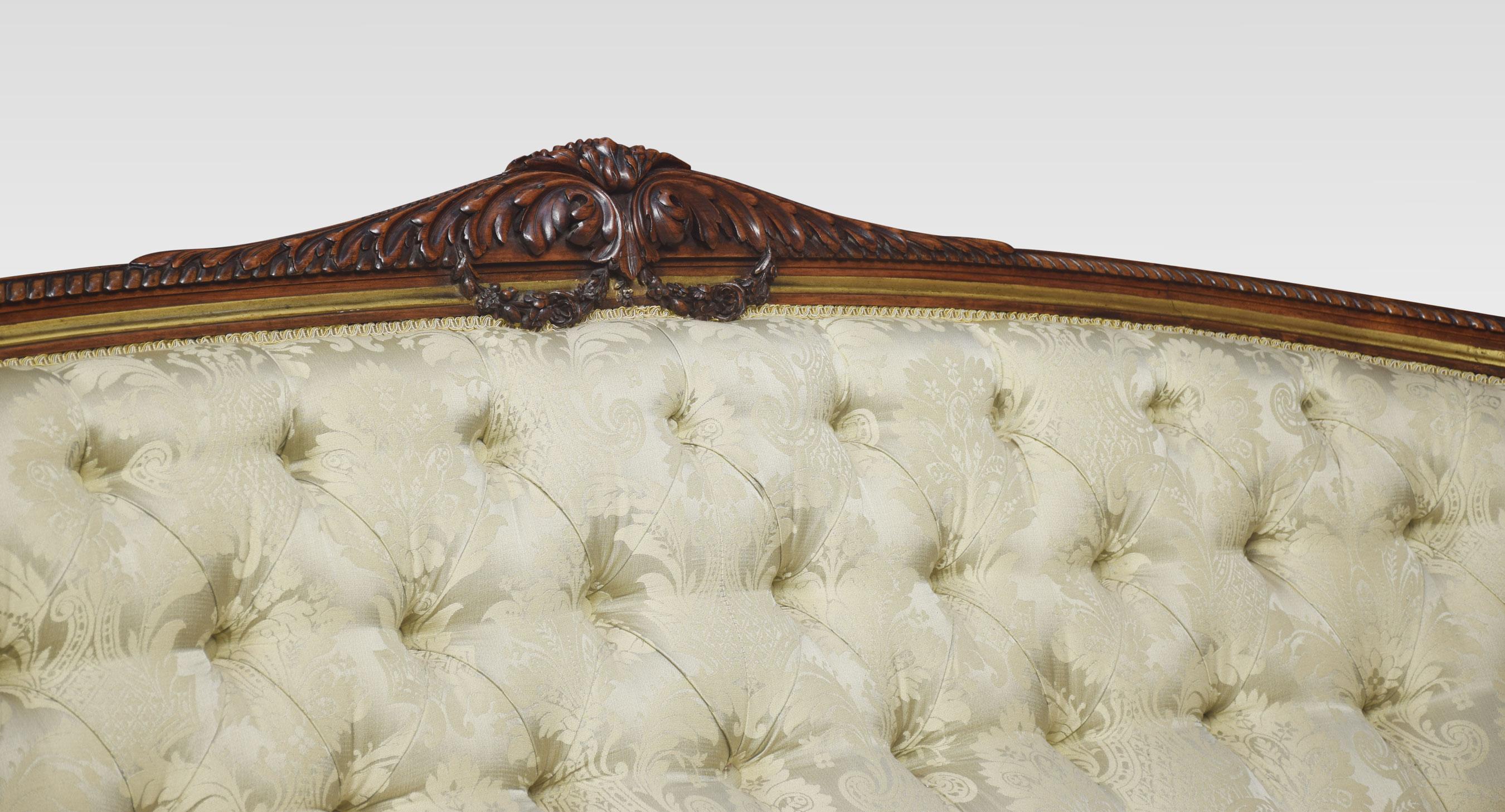 British 19th Century Carved Walnut and Parcel Gilt Sofa