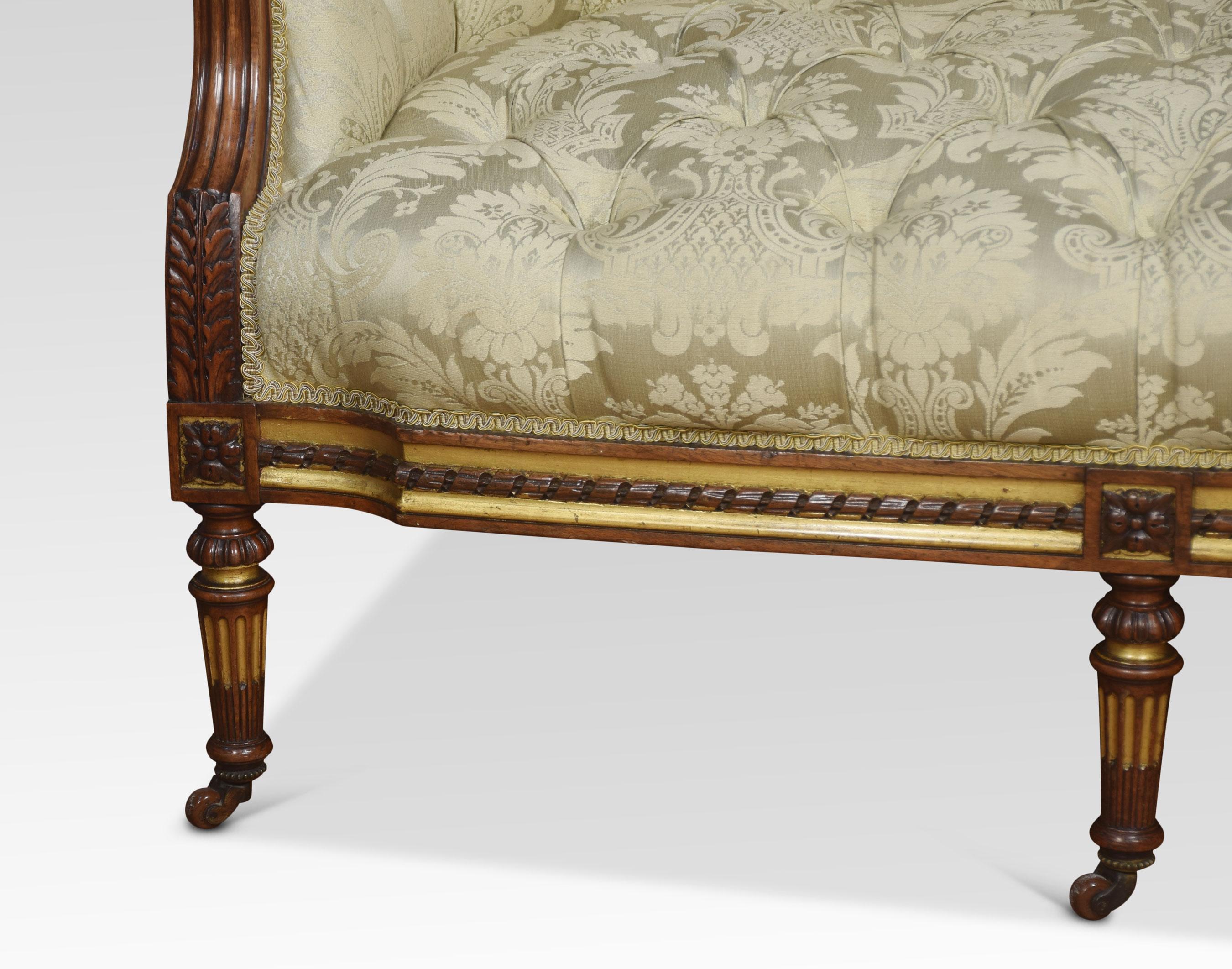 19th Century Carved Walnut and Parcel Gilt Sofa 3