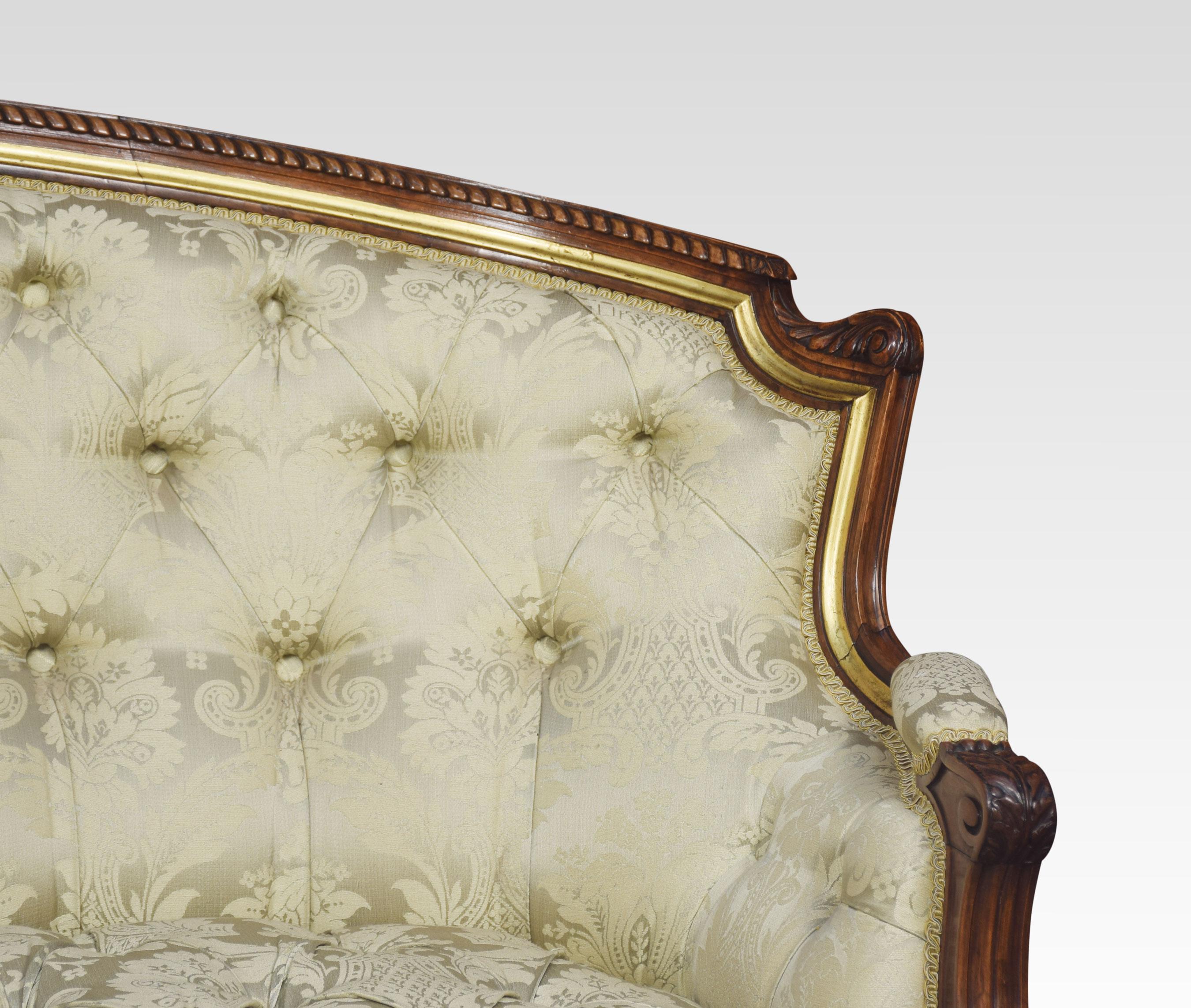 19th Century Carved Walnut and Parcel Gilt Sofa 4