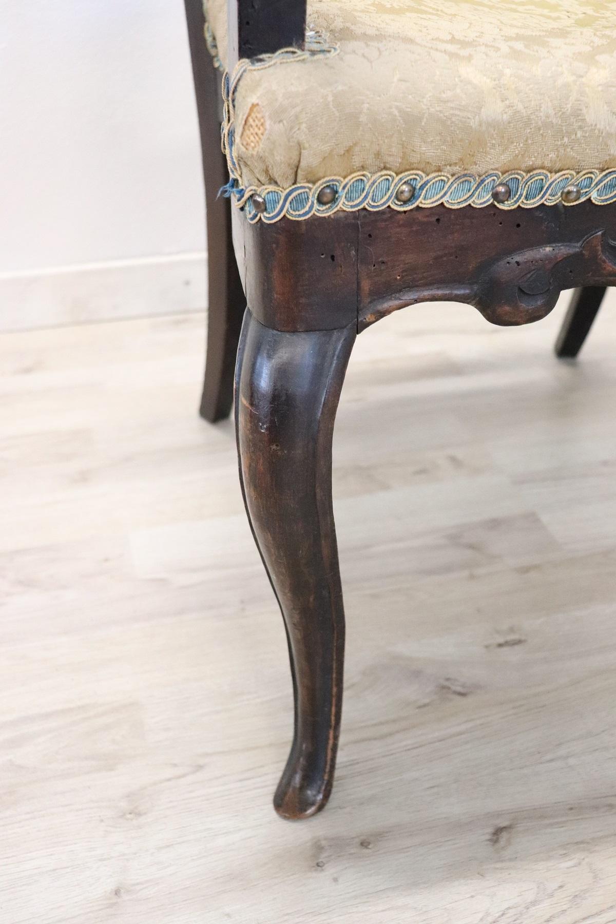 19th Century Carved Walnut Armchair with Volute Arms 5