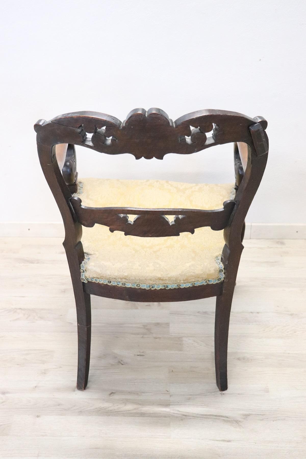 19th Century Carved Walnut Armchair with Volute Arms 2