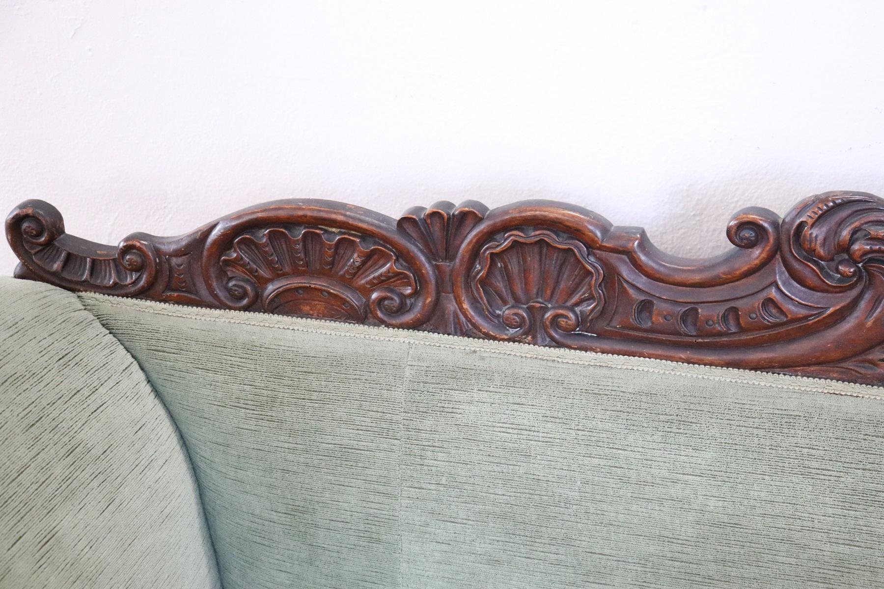 Early 19th Century 19th Century Carved Walnut Charles X Antique Settee
