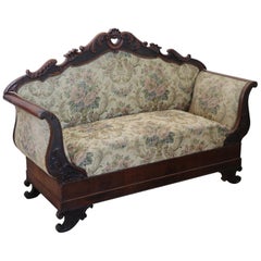 19th Century Carved Walnut Charles X Antique Settee