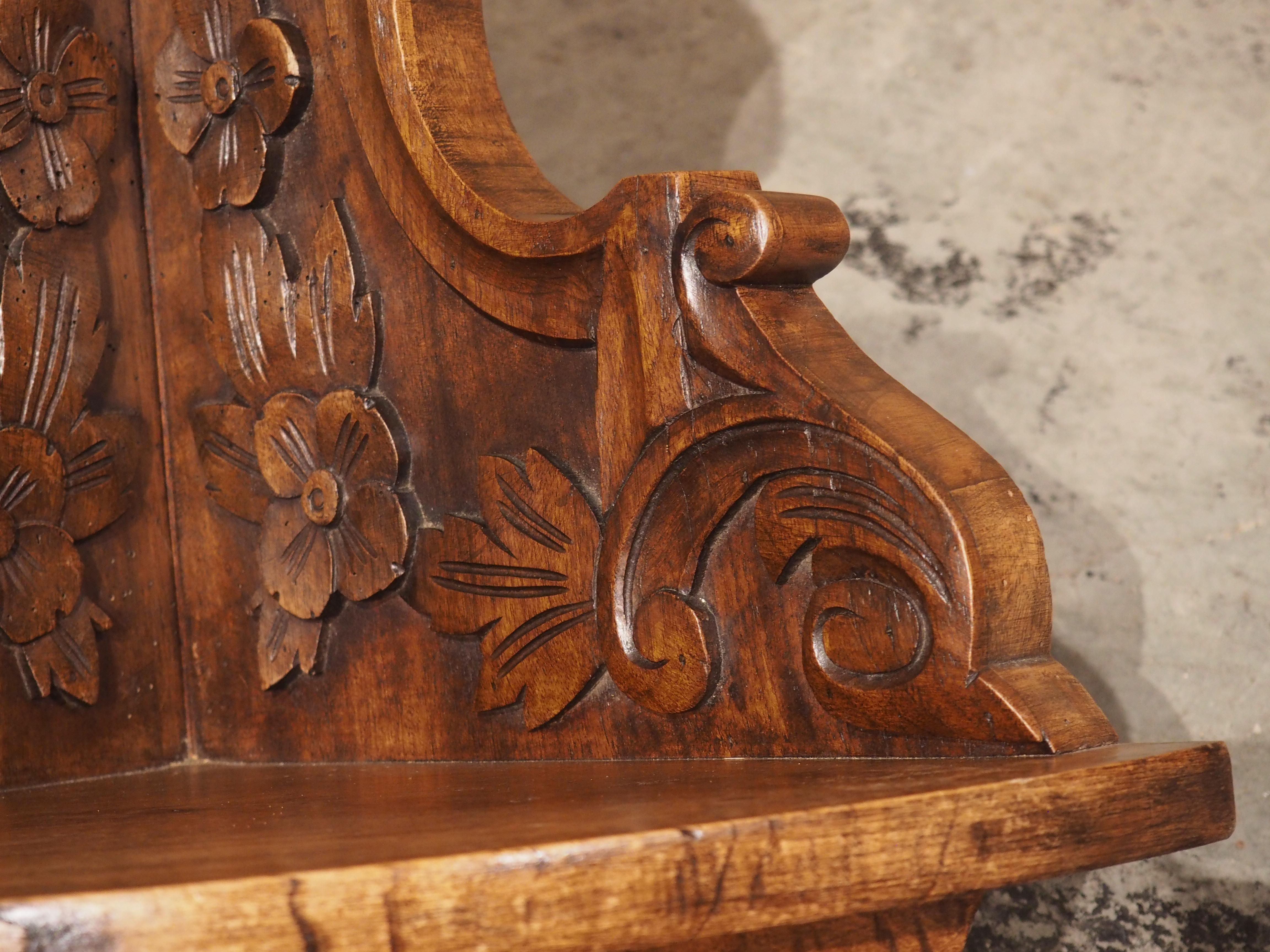 Wood 19th Century Carved Walnut Corner Shelf from France For Sale
