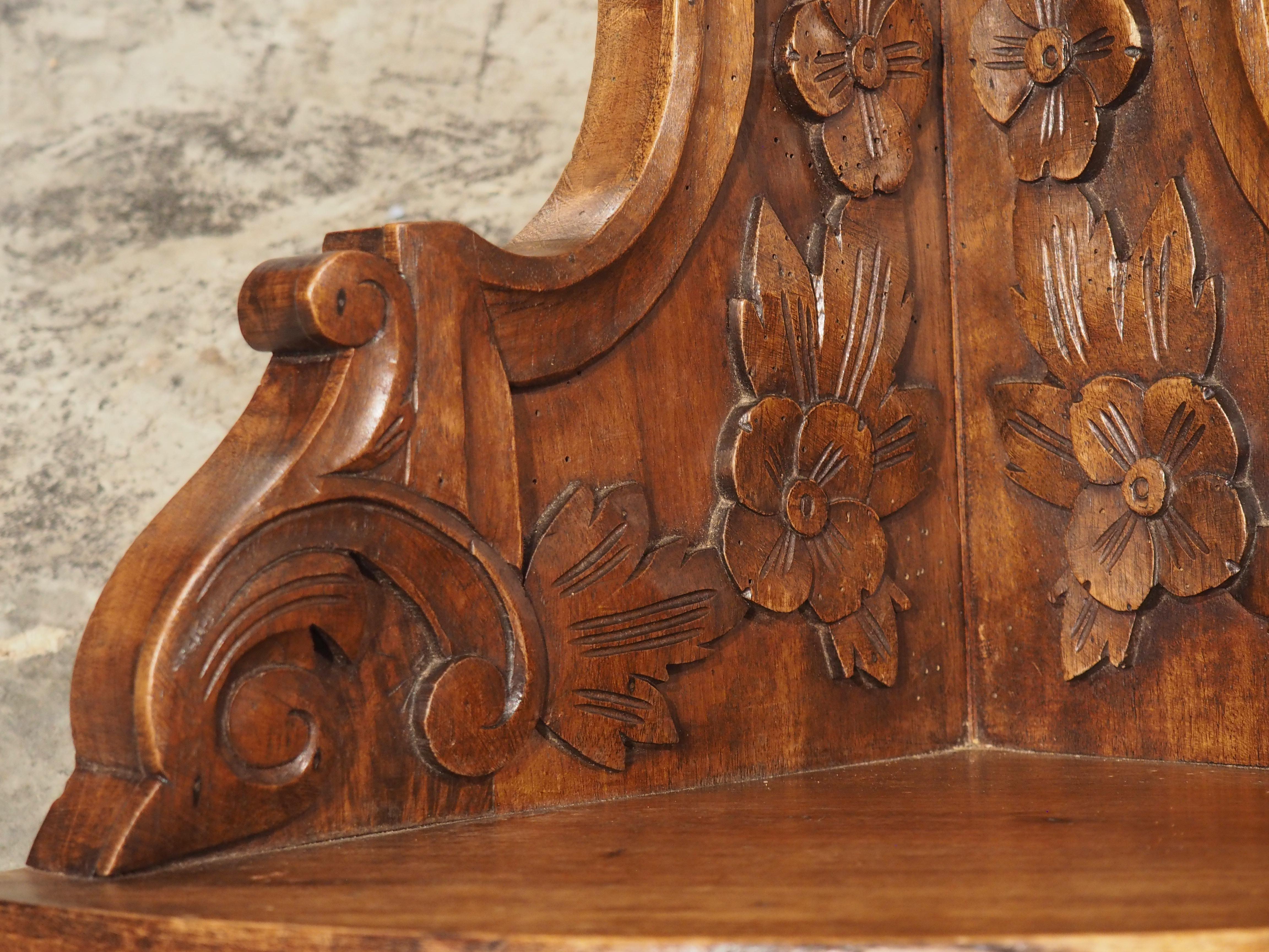 19th Century Carved Walnut Corner Shelf from France For Sale 1