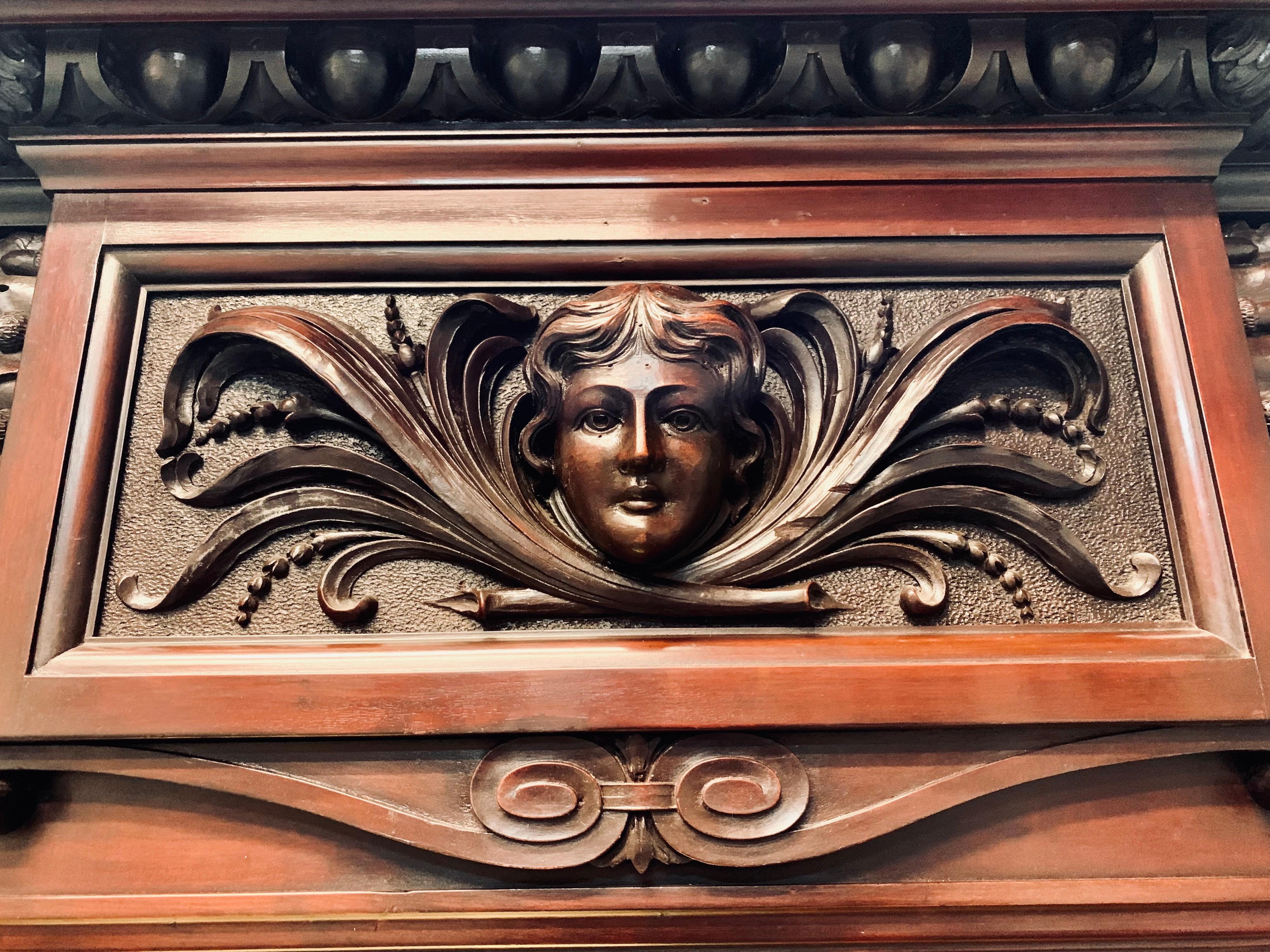 19th Century Carved Walnut Fireplace Surround For Sale 5