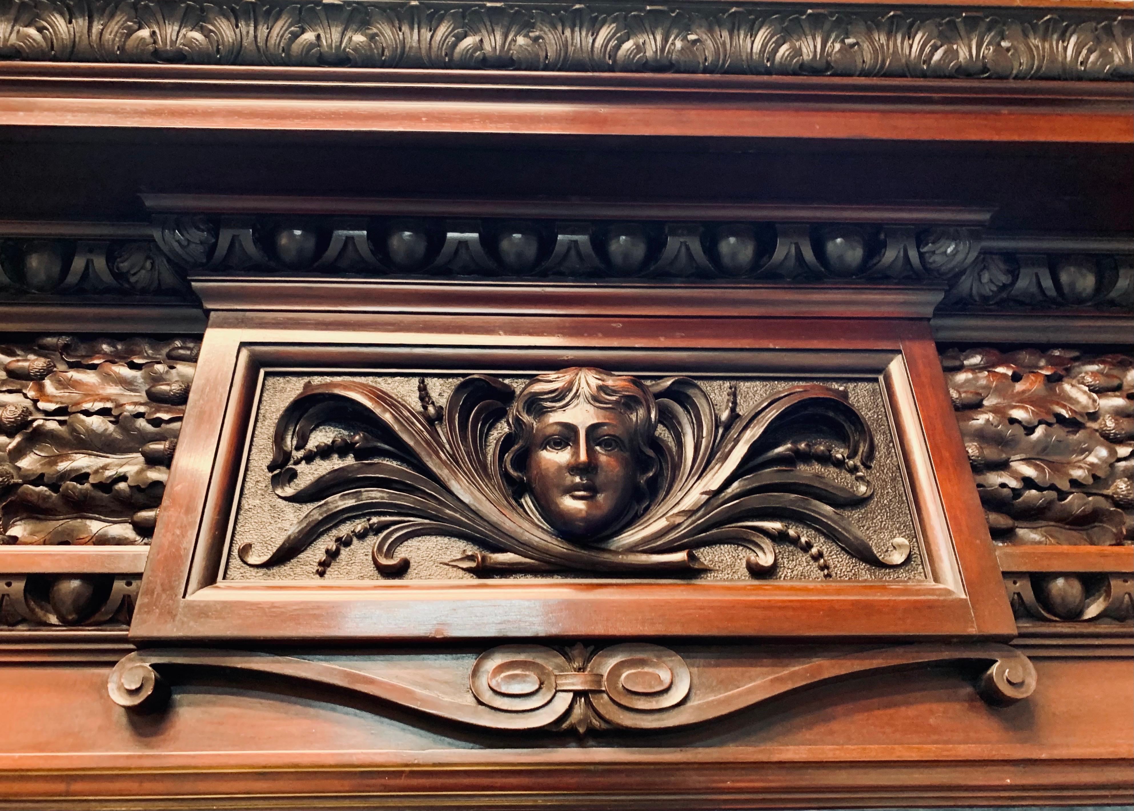 19th Century Carved Walnut Fireplace Surround For Sale 8