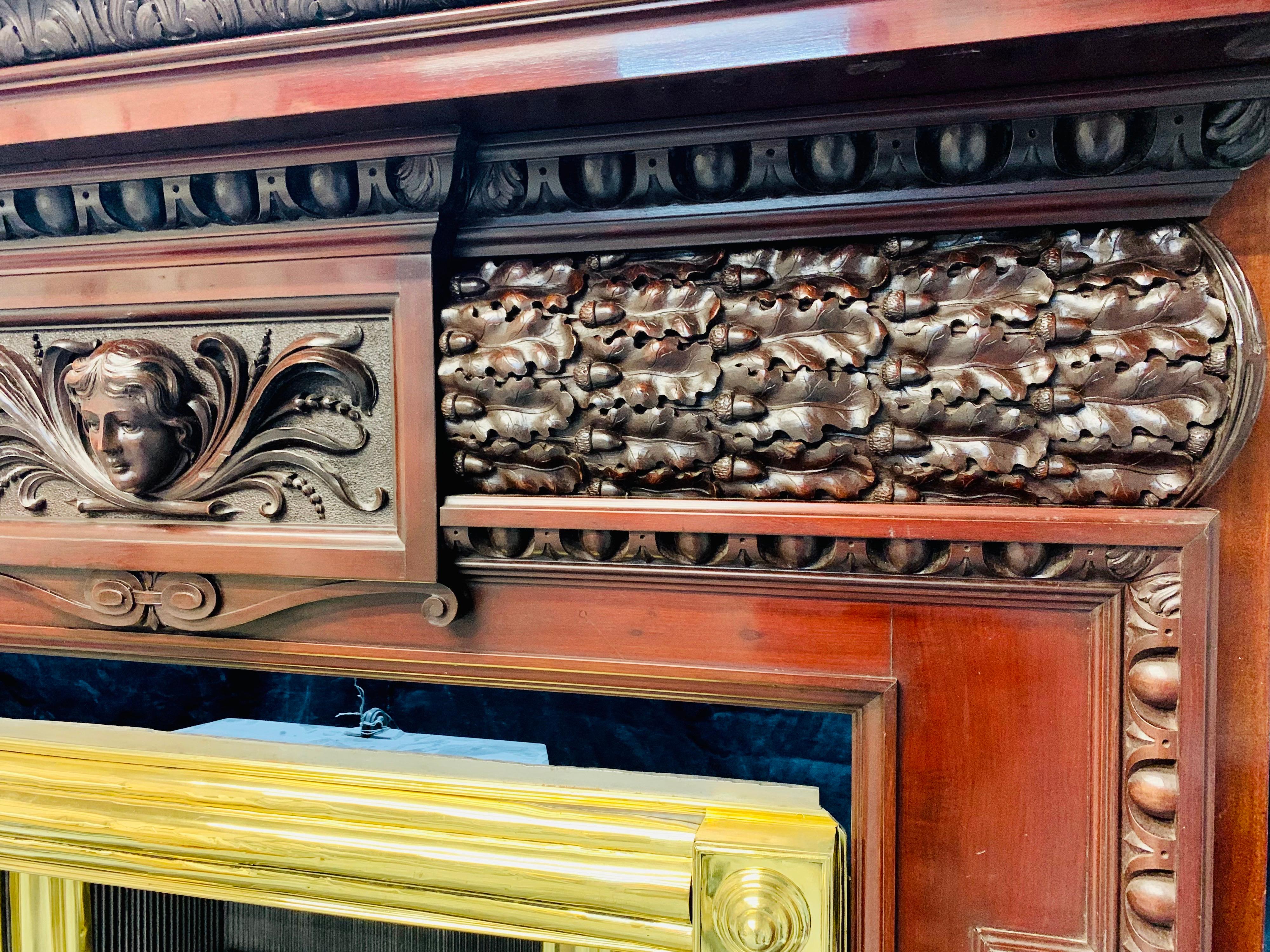 19th Century Carved Walnut Fireplace Surround For Sale 10