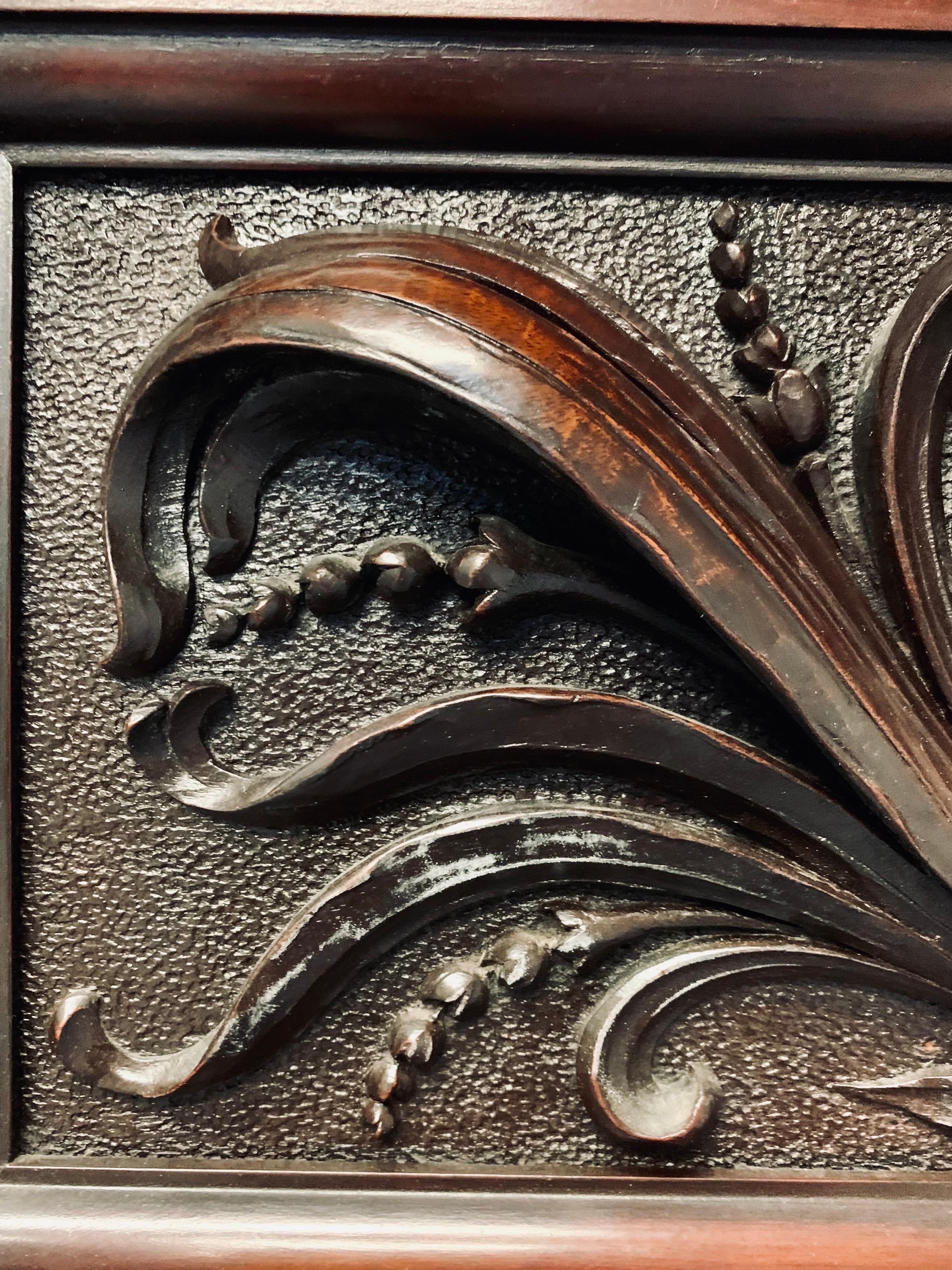 19th Century Carved Walnut Fireplace Surround For Sale 12